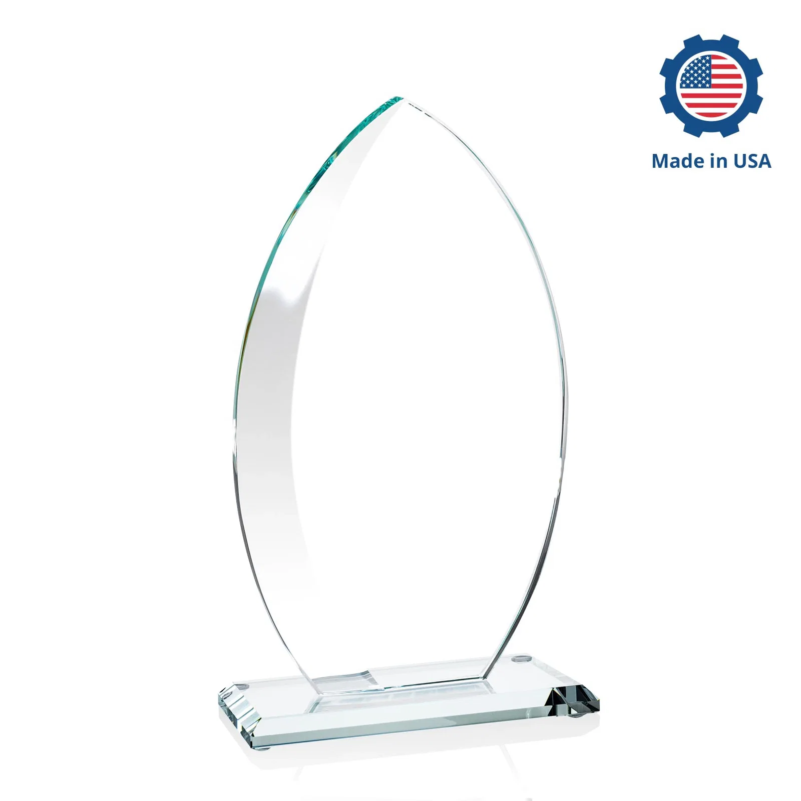 Custom printed Starfire Crystal Award with Arced Sides on a Clear Round Base, with your logo for employee recognition
