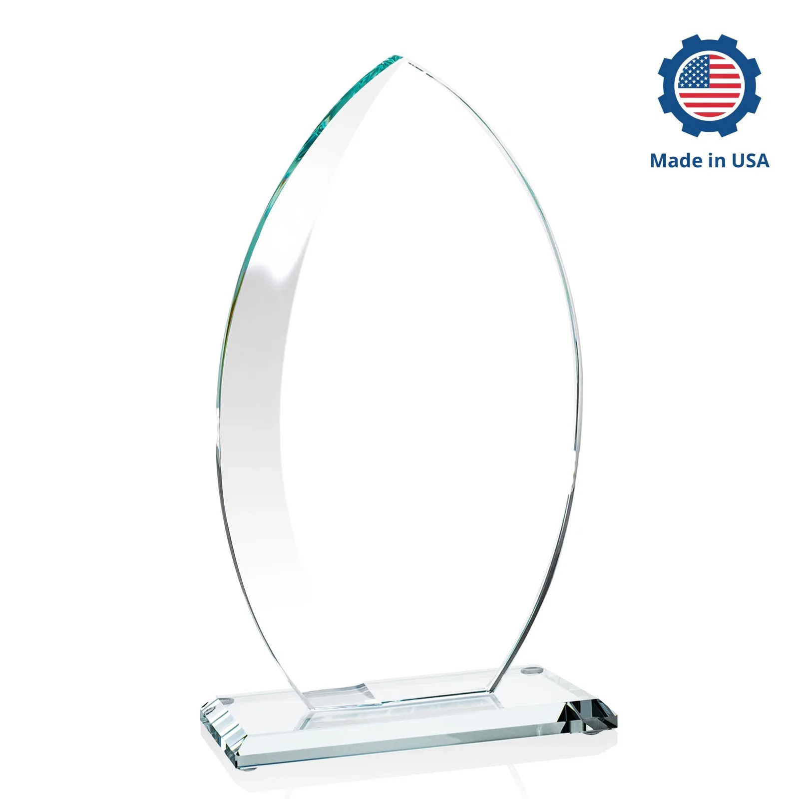 Custom printed Starfire Crystal Award with Arced Sides on a Clear Round Base, with your logo for sales achievement awards