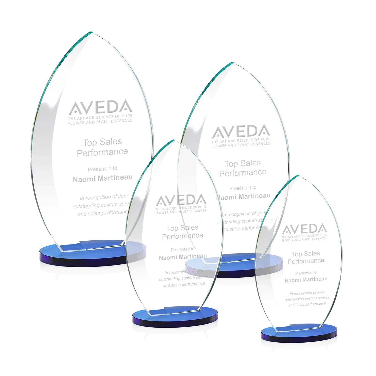 Promotional Starfire Crystal Award with Arced Sides on a Clear Round Base for corporate award ceremonies