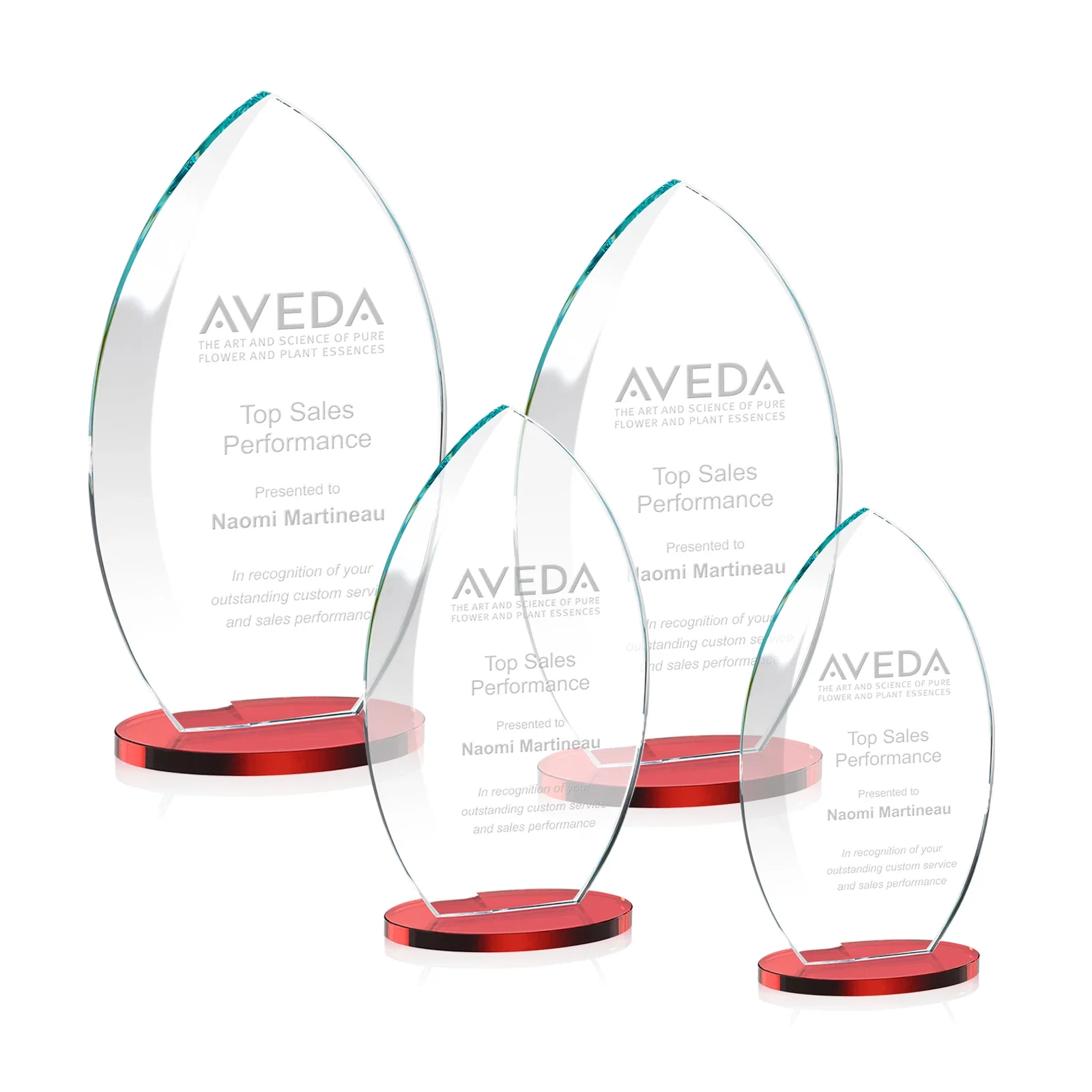 Promotional Starfire Crystal Award with Arced Sides on a Clear Round Base for donor appreciation