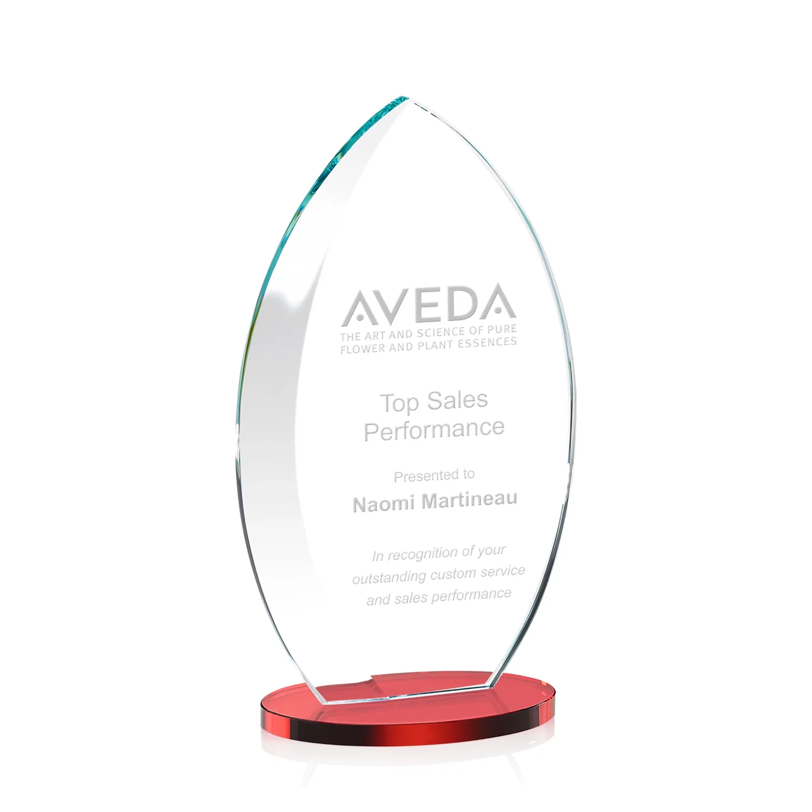 Promotional Starfire Crystal Award with Arced Sides on a Clear Round Base for graduation ceremonies