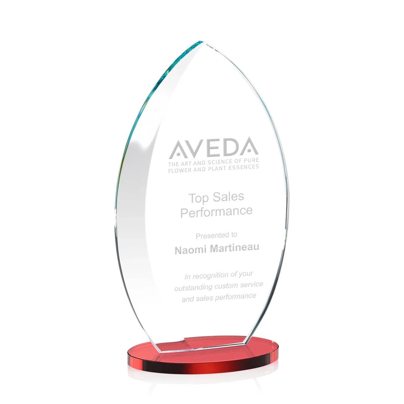 Promotional Starfire Crystal Award with Arced Sides on a Clear Round Base for safety achievement programs