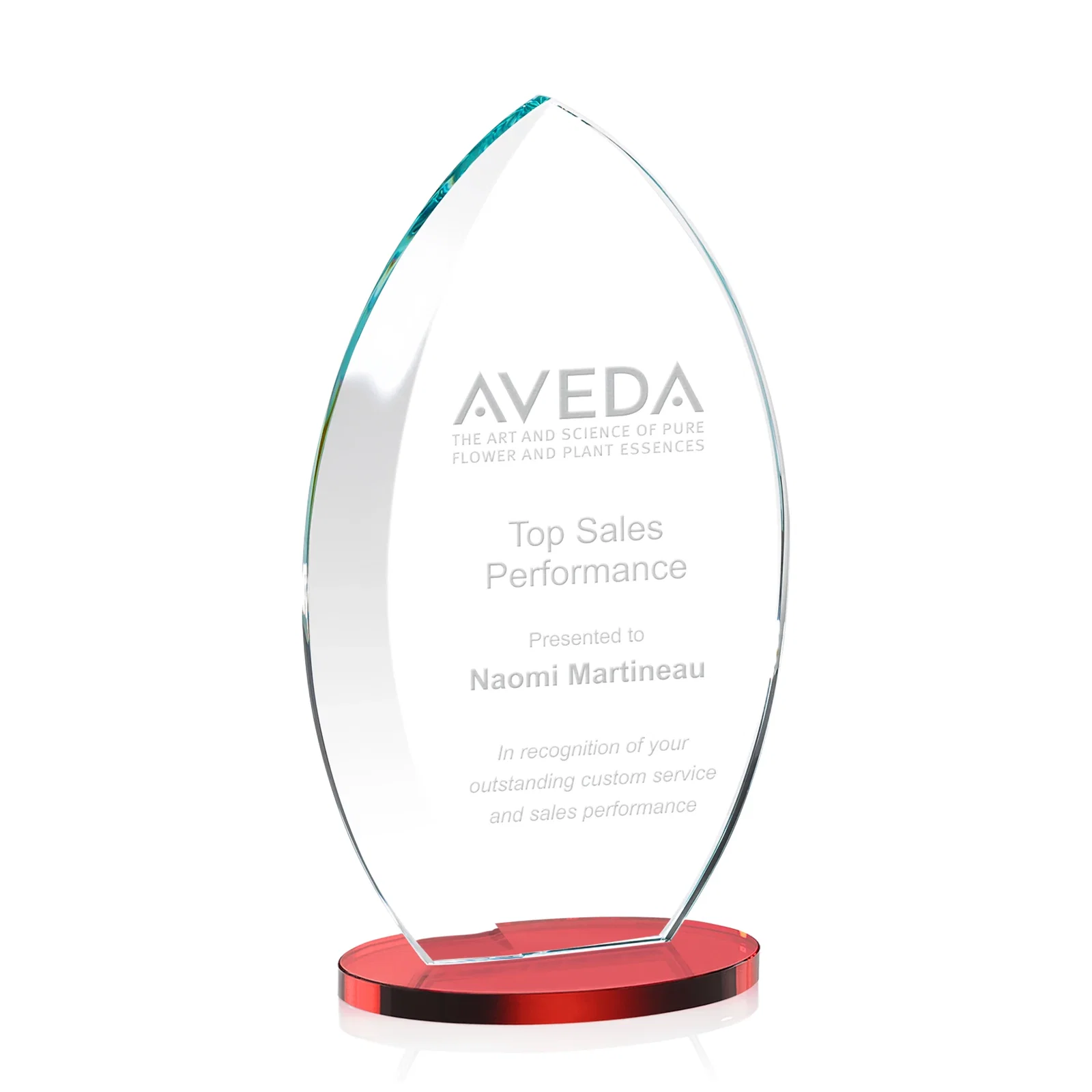 Promotional Starfire Crystal Award with Arced Sides on a Clear Round Base for volunteer appreciation