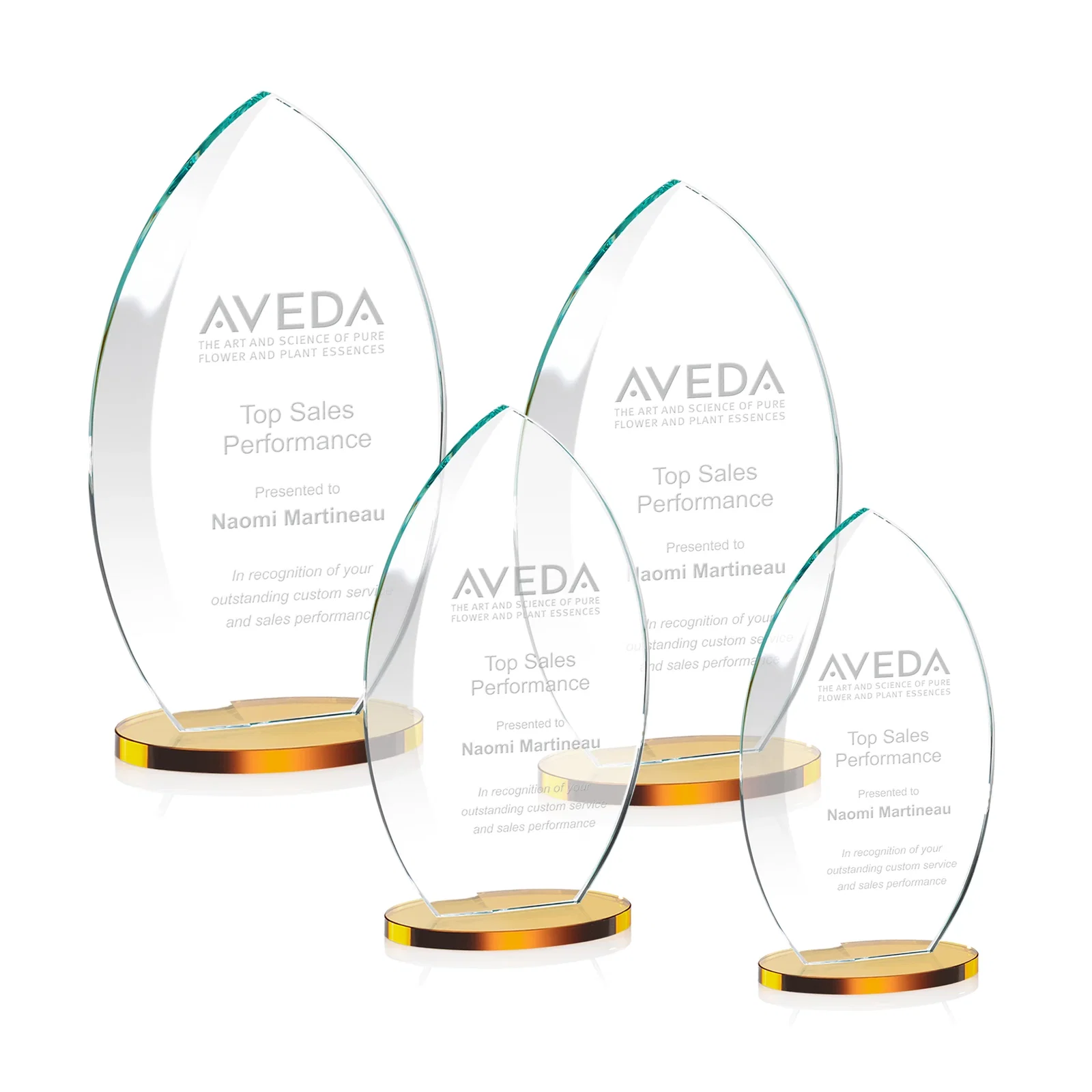 Promotional Starfire Crystal Award with Arced Sides on a Clear Round Base for company anniversary events