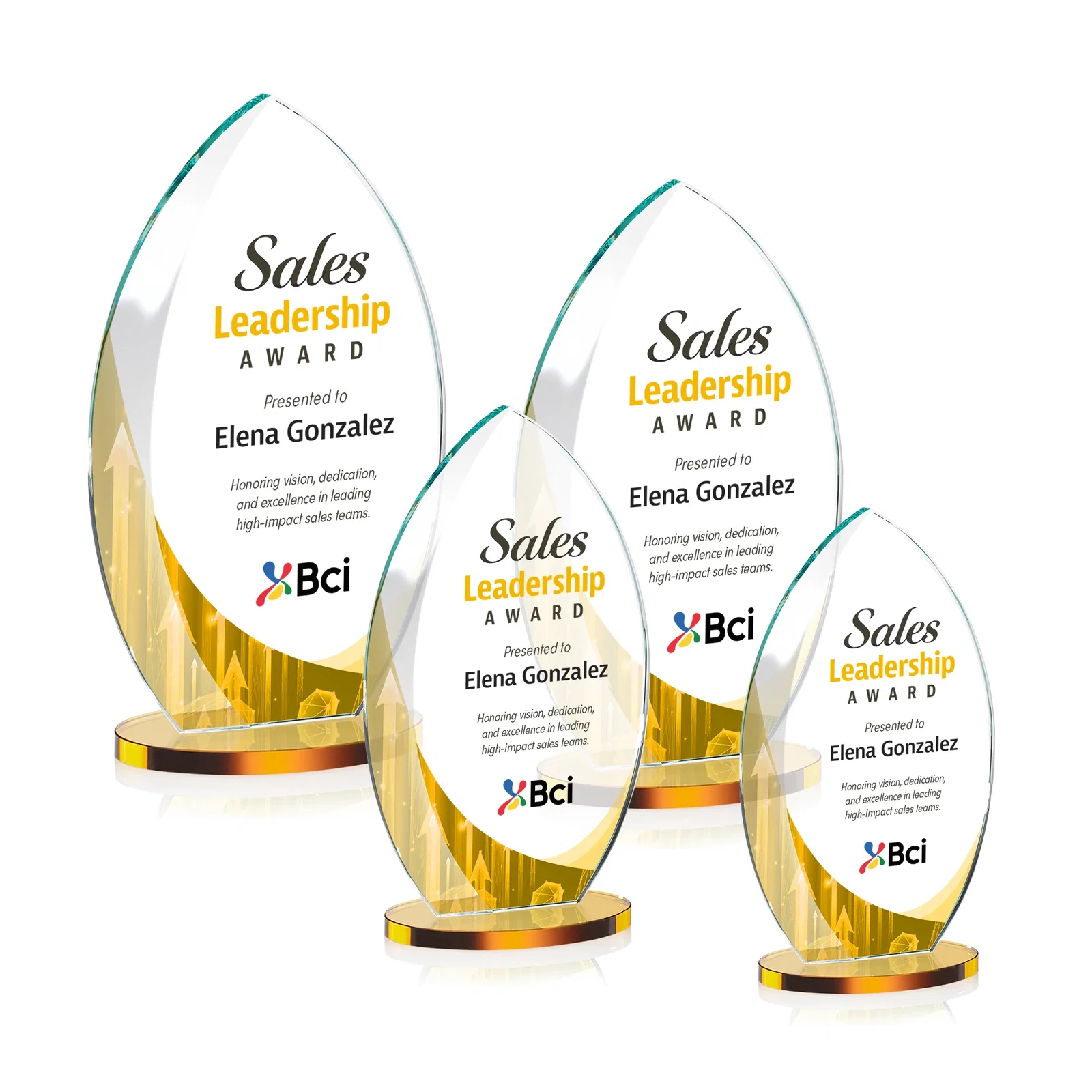 Branded Starfire Crystal Award with Arced Sides on a Clear Round Base for volunteer appreciation