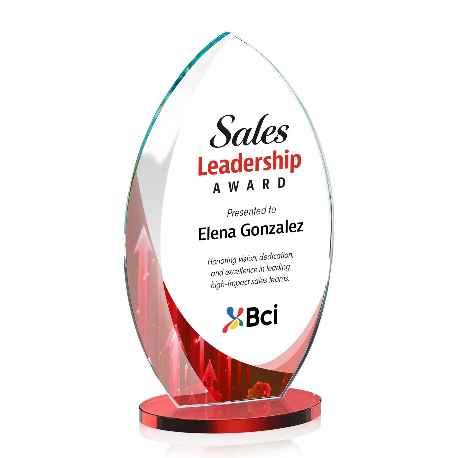 Customized Starfire Crystal Award with Arced Sides on a Clear Round Base for volunteer appreciation