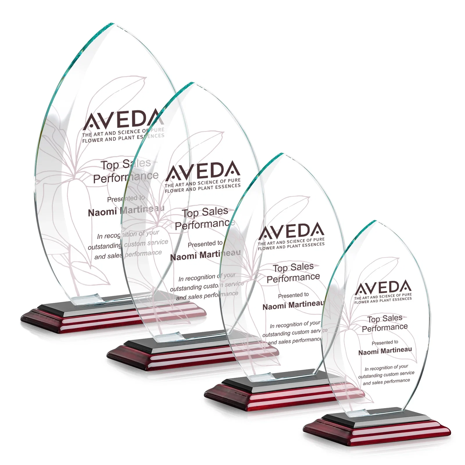 Custom Starfire Crystal Award with Arced Sides on a Clear Round Base, with your logo for corporate award ceremonies