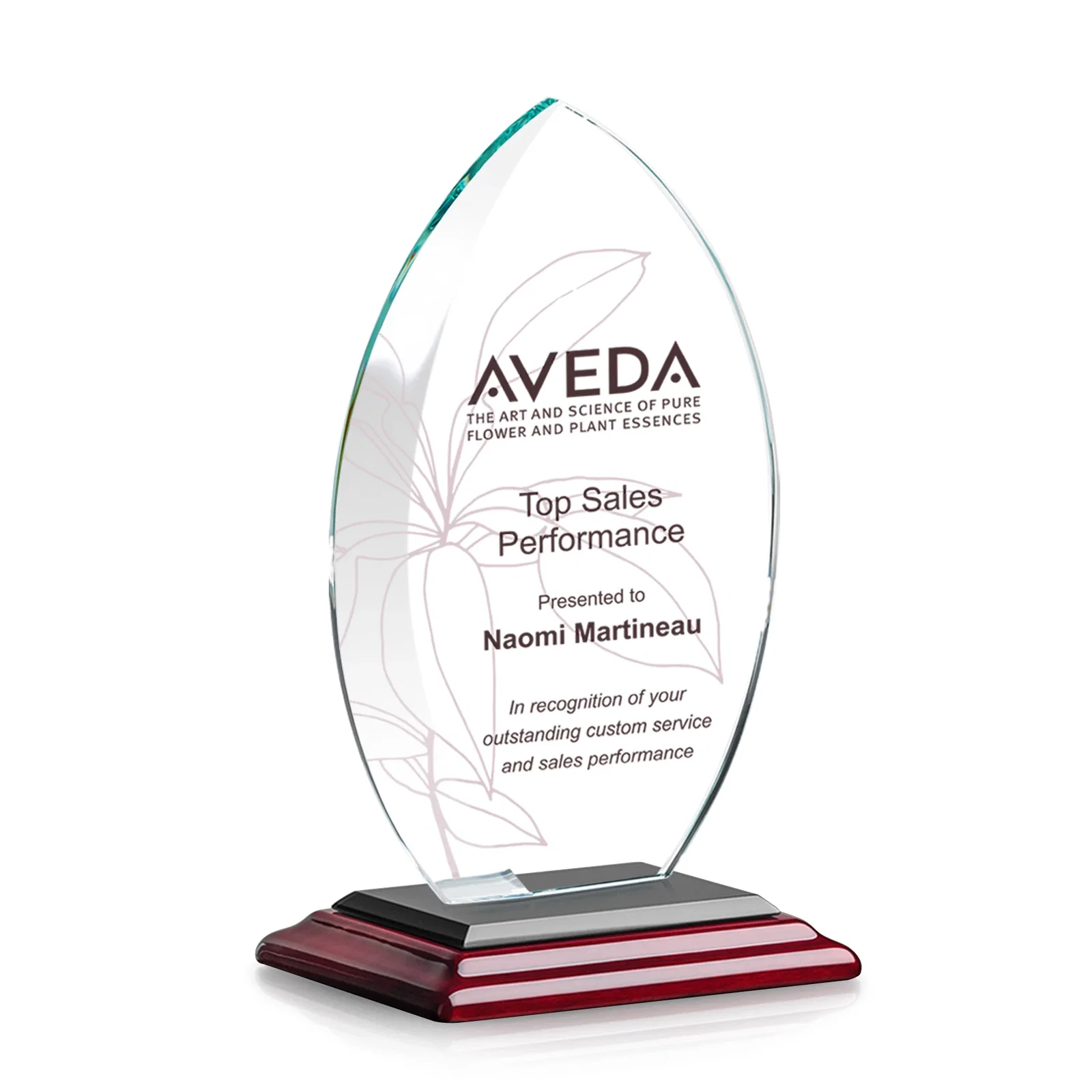Custom Starfire Crystal Award with Arced Sides on a Clear Round Base, with your logo for service anniversary gifts