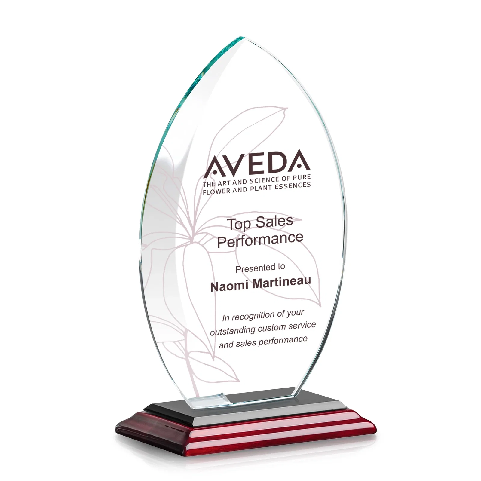 Custom Starfire Crystal Award with Arced Sides on a Clear Round Base, with your logo for sales achievement awards