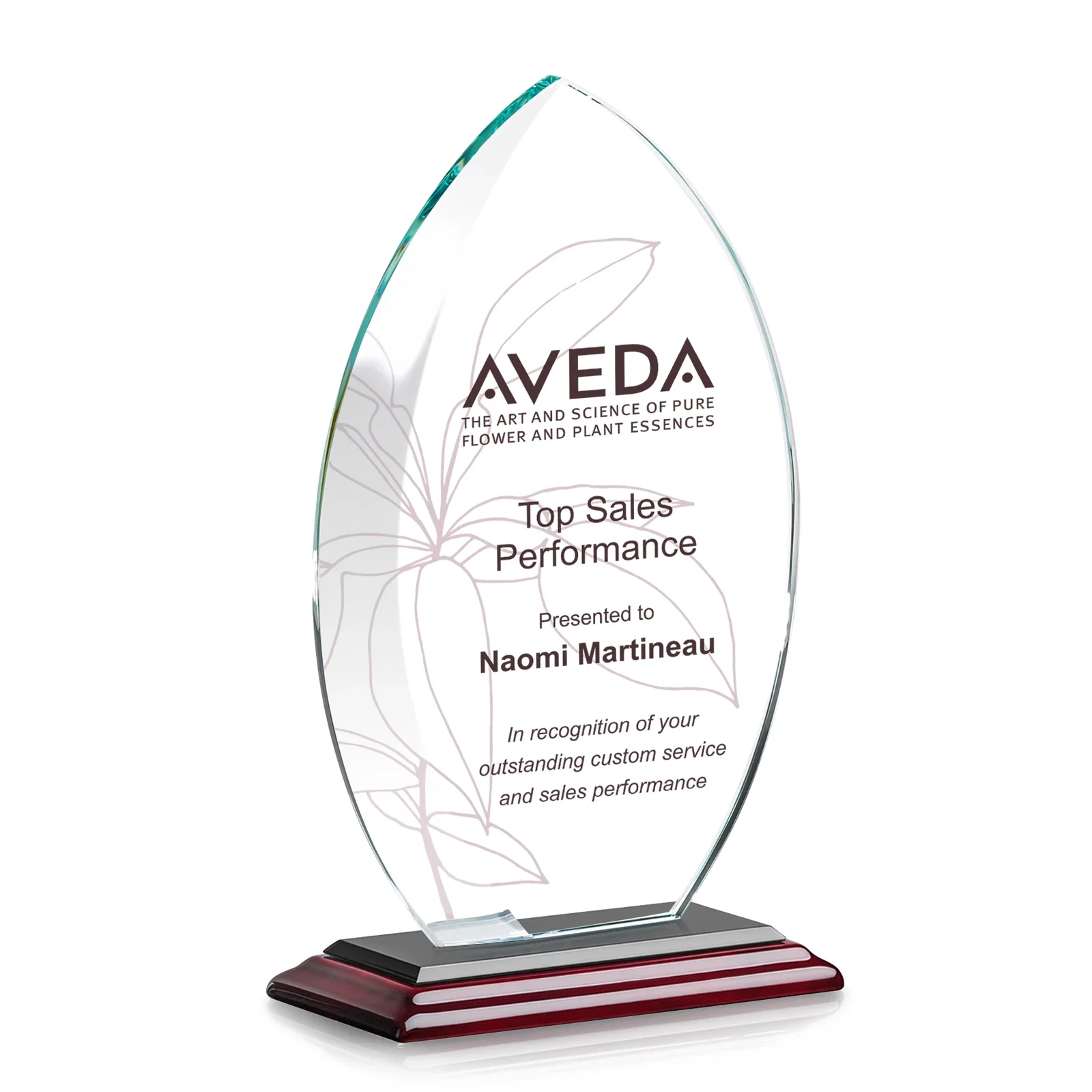 Custom Starfire Crystal Award with Arced Sides on a Clear Round Base, with your logo for retirement presentations