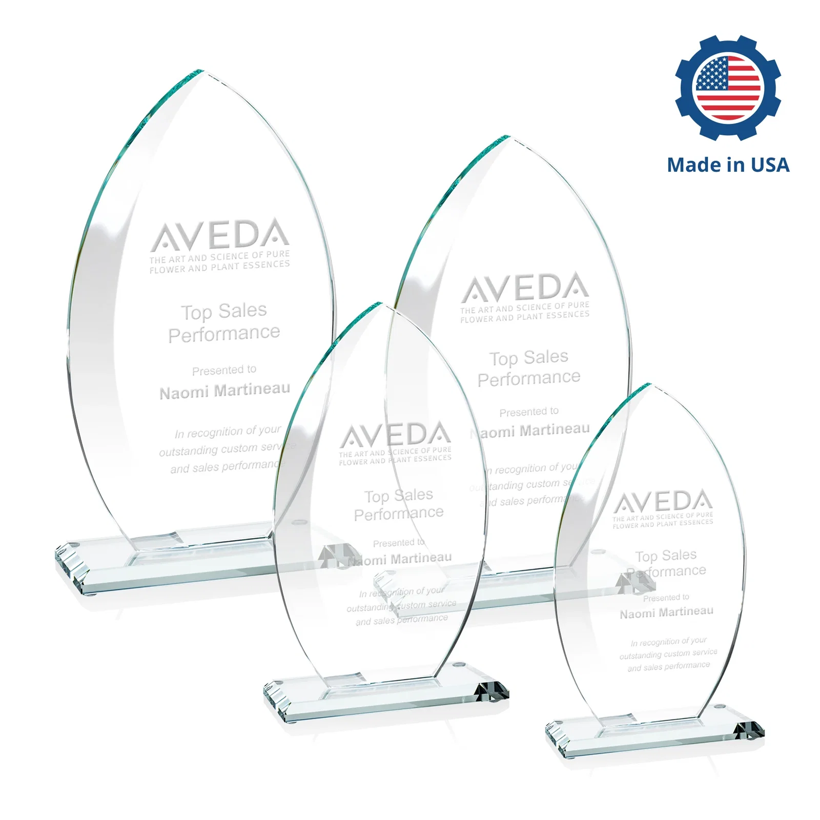Custom Starfire Crystal Award with Arced Sides on a Clear Round Base, with your logo for donor appreciation
