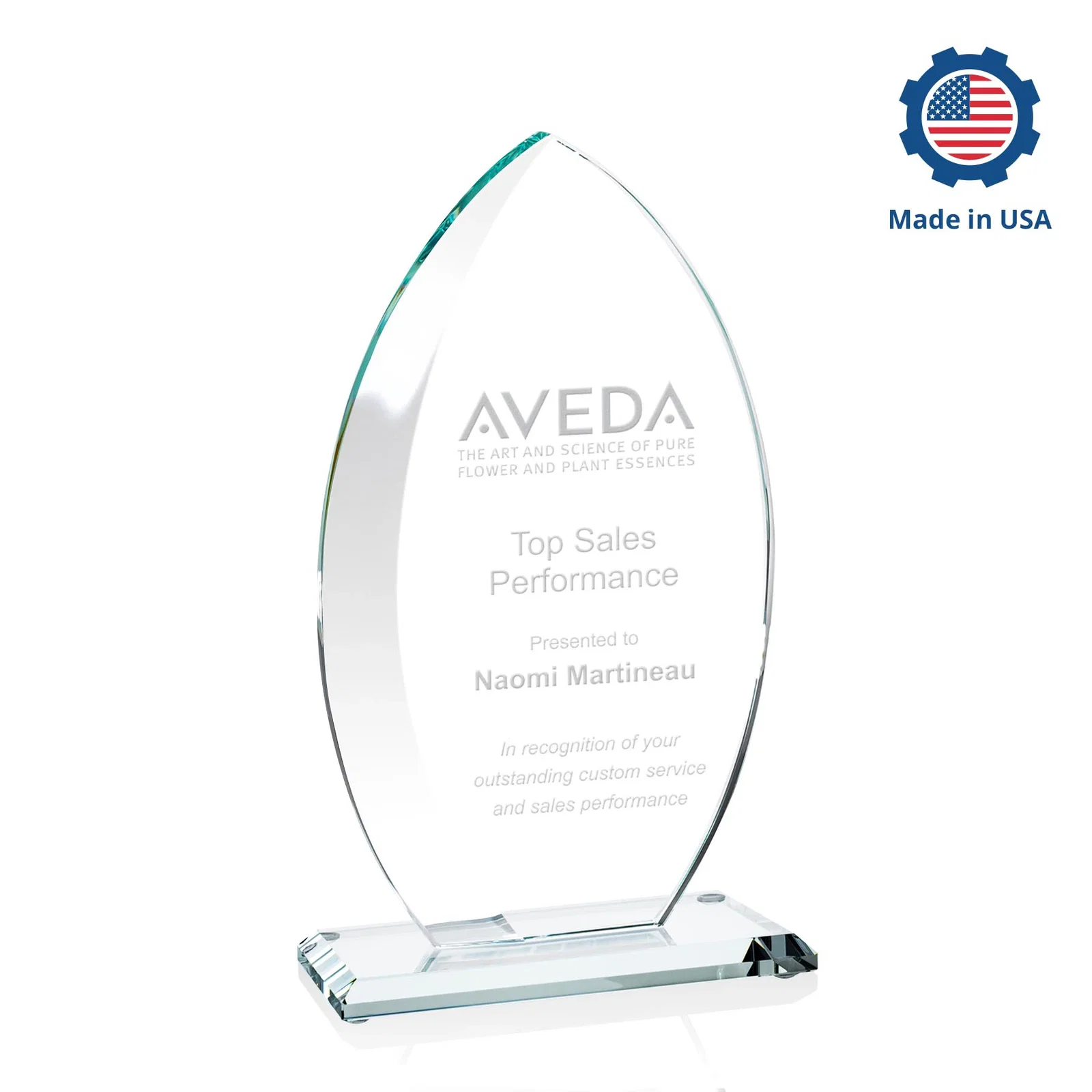 Custom Starfire Crystal Award with Arced Sides on a Clear Round Base, with your logo for graduation ceremonies