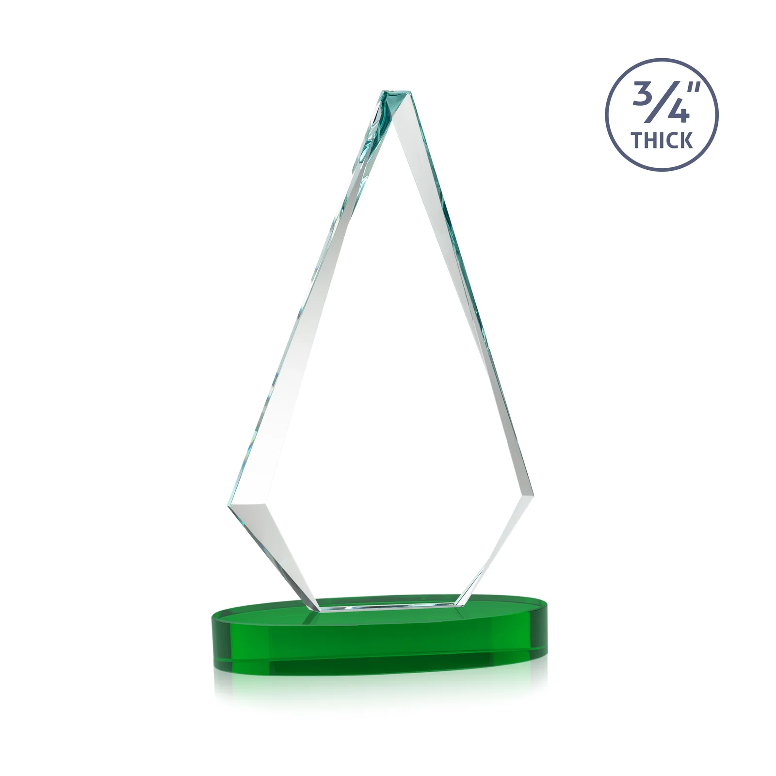 Personalized Starfire Crystal Diamond Award, 3/4 Inch Thick on Alberton Base, with your logo for sales achievement awards