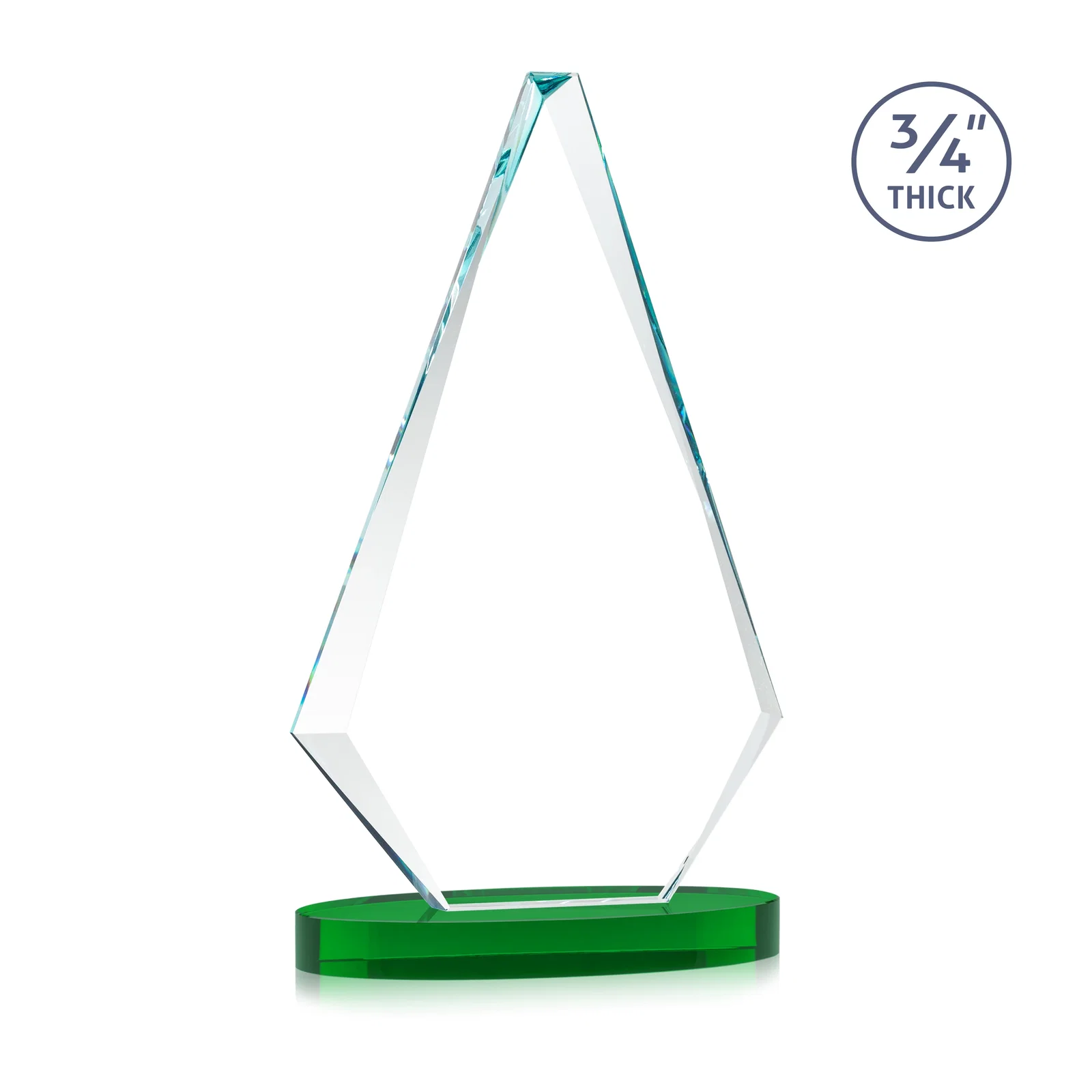 Personalized Starfire Crystal Diamond Award, 3/4 Inch Thick on Alberton Base, with your logo for team milestone celebrations