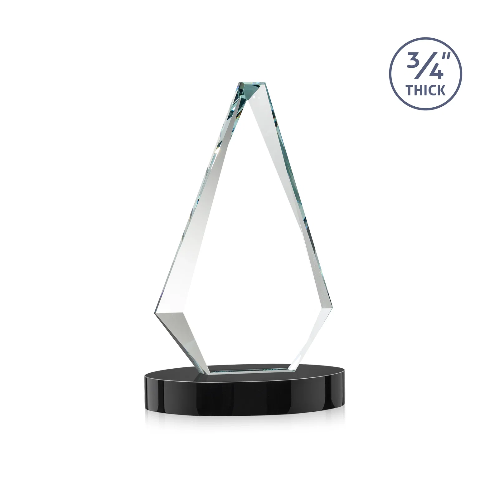 Personalized Starfire Crystal Diamond Award, 3/4 Inch Thick on Alberton Base, with your logo for donor appreciation