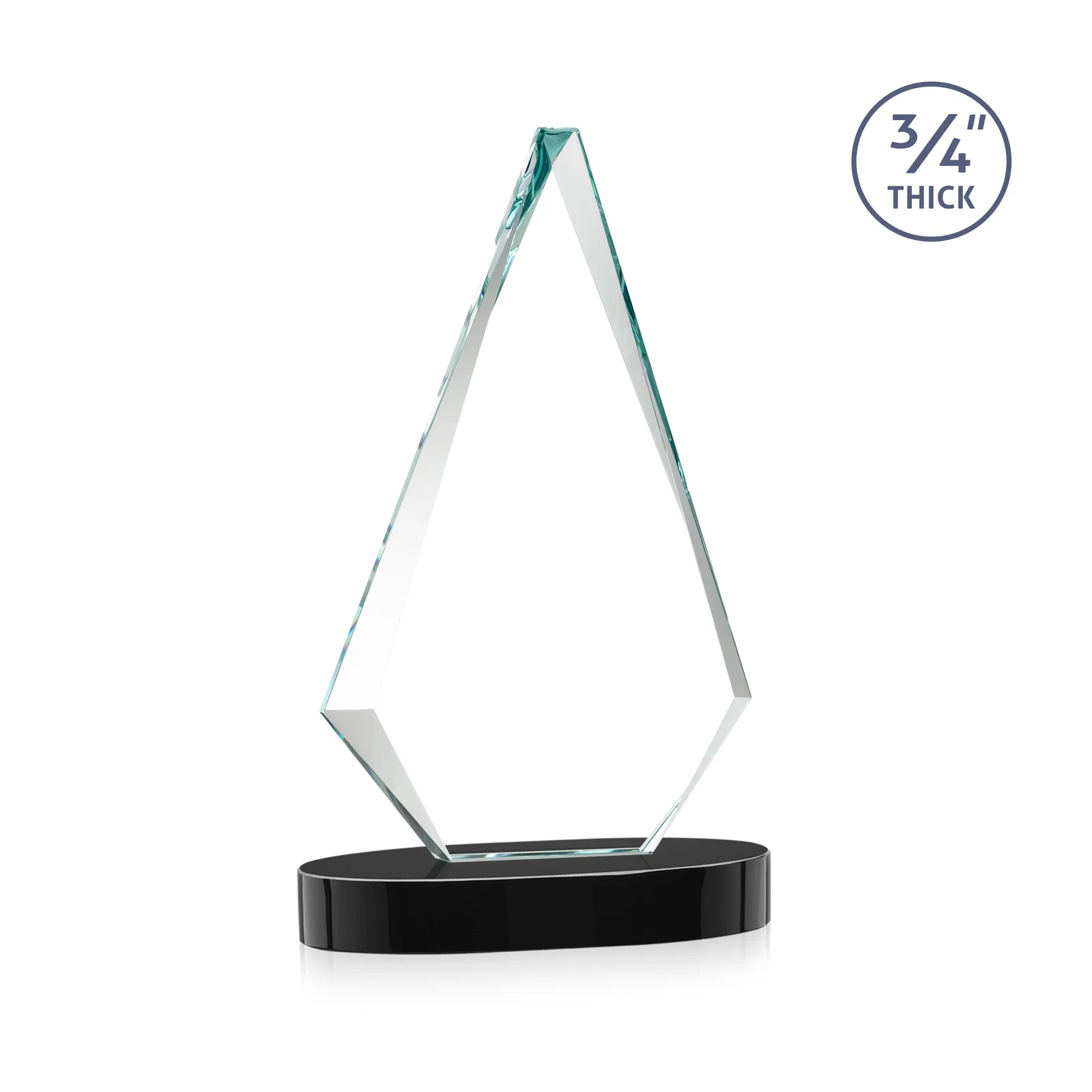Personalized Starfire Crystal Diamond Award, 3/4 Inch Thick on Alberton Base, with your logo for graduation ceremonies