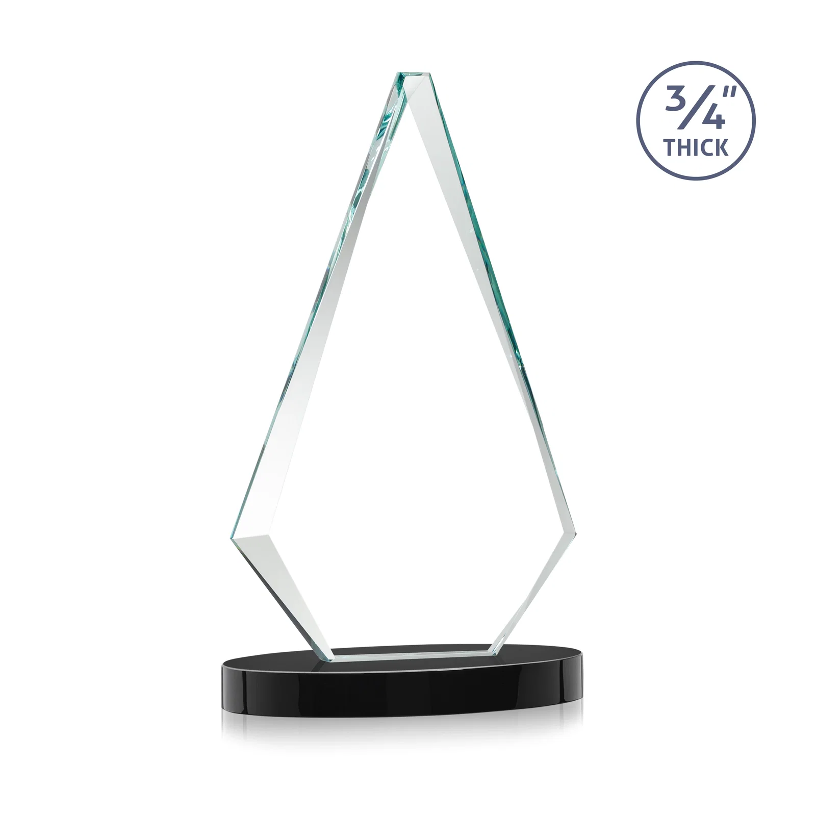 Personalized Starfire Crystal Diamond Award, 3/4 Inch Thick on Alberton Base, with your logo for safety achievement programs