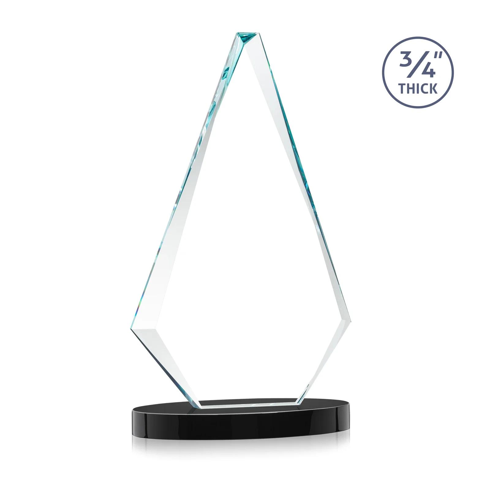 Personalized Starfire Crystal Diamond Award, 3/4 Inch Thick on Alberton Base, with your logo for volunteer appreciation