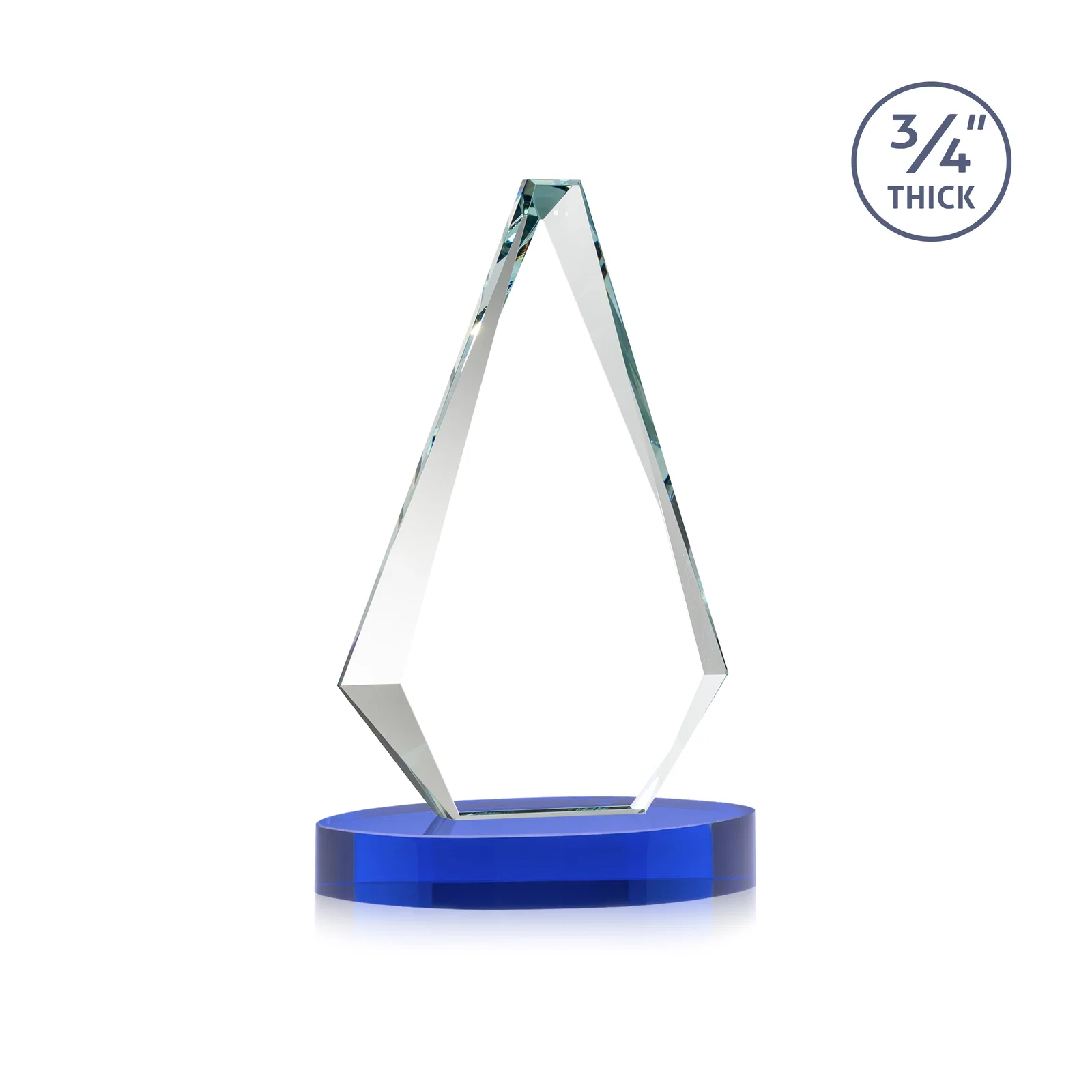 Personalized Starfire Crystal Diamond Award, 3/4 Inch Thick on Alberton Base, with your logo for dealer and partner awards