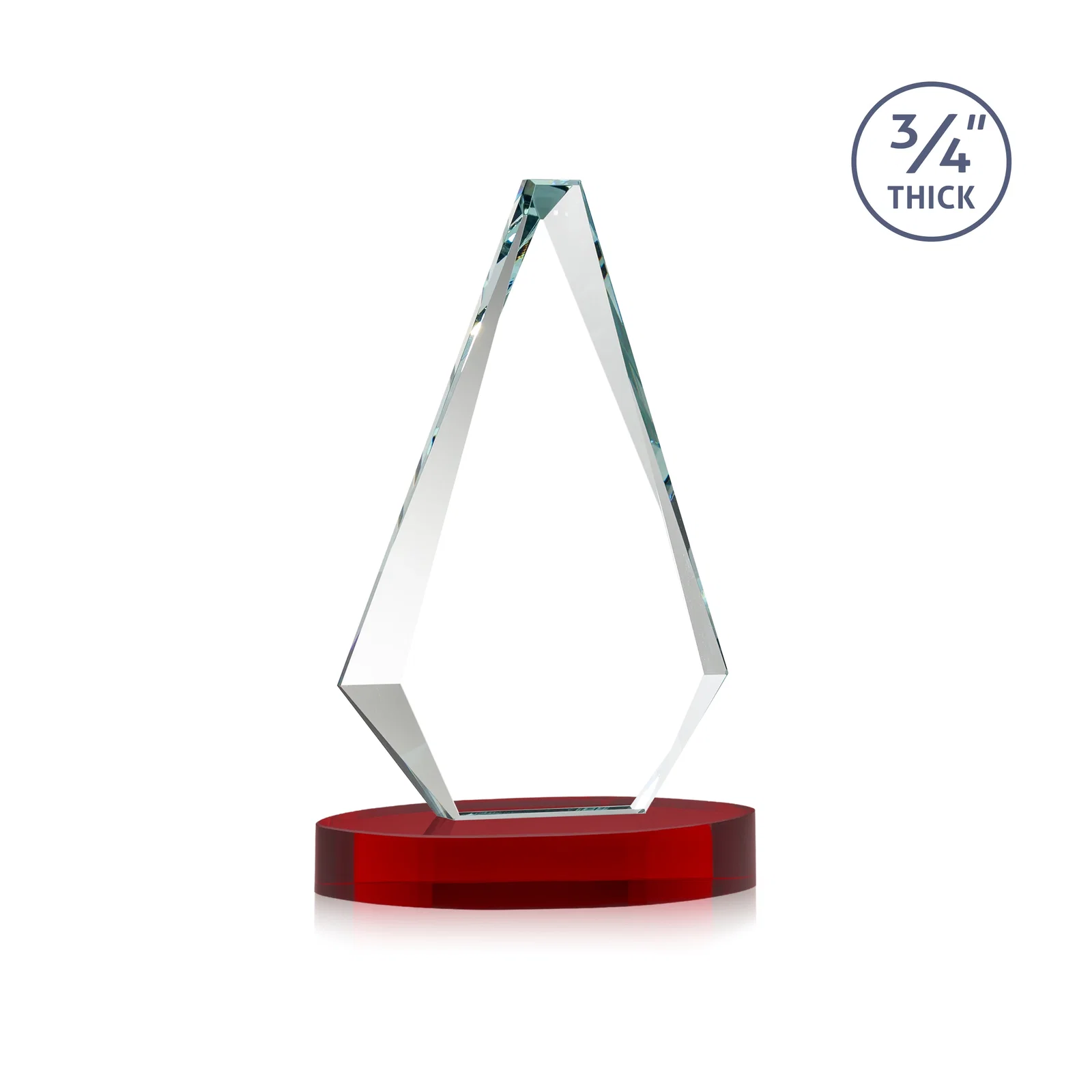 Promotional Starfire Crystal Diamond Award, 3/4 Inch Thick on Alberton Base, with your logo for service anniversary gifts