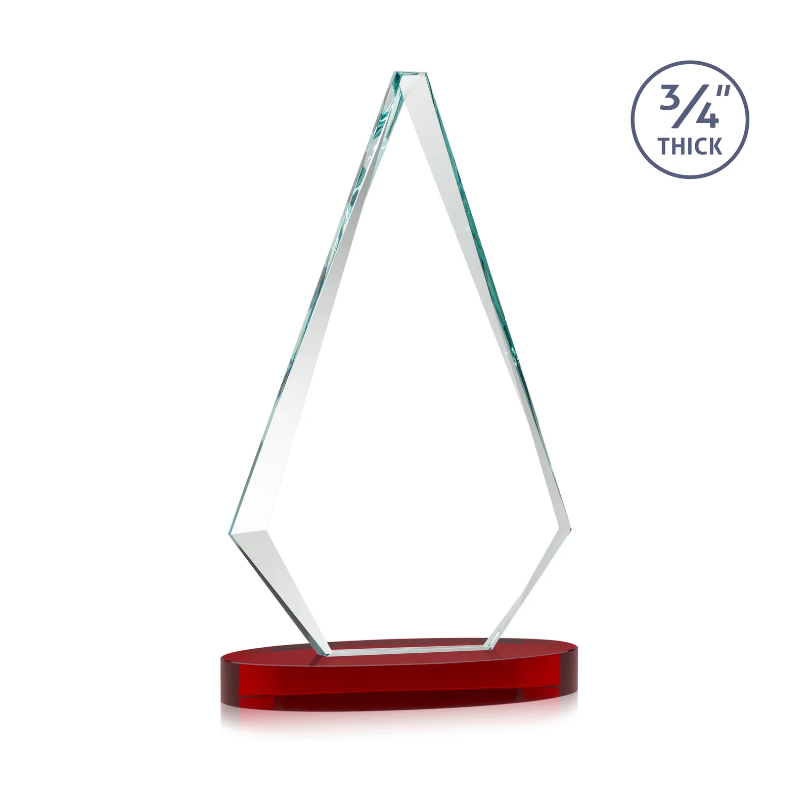Promotional Starfire Crystal Diamond Award, 3/4 Inch Thick on Alberton Base, with your logo for retirement presentations