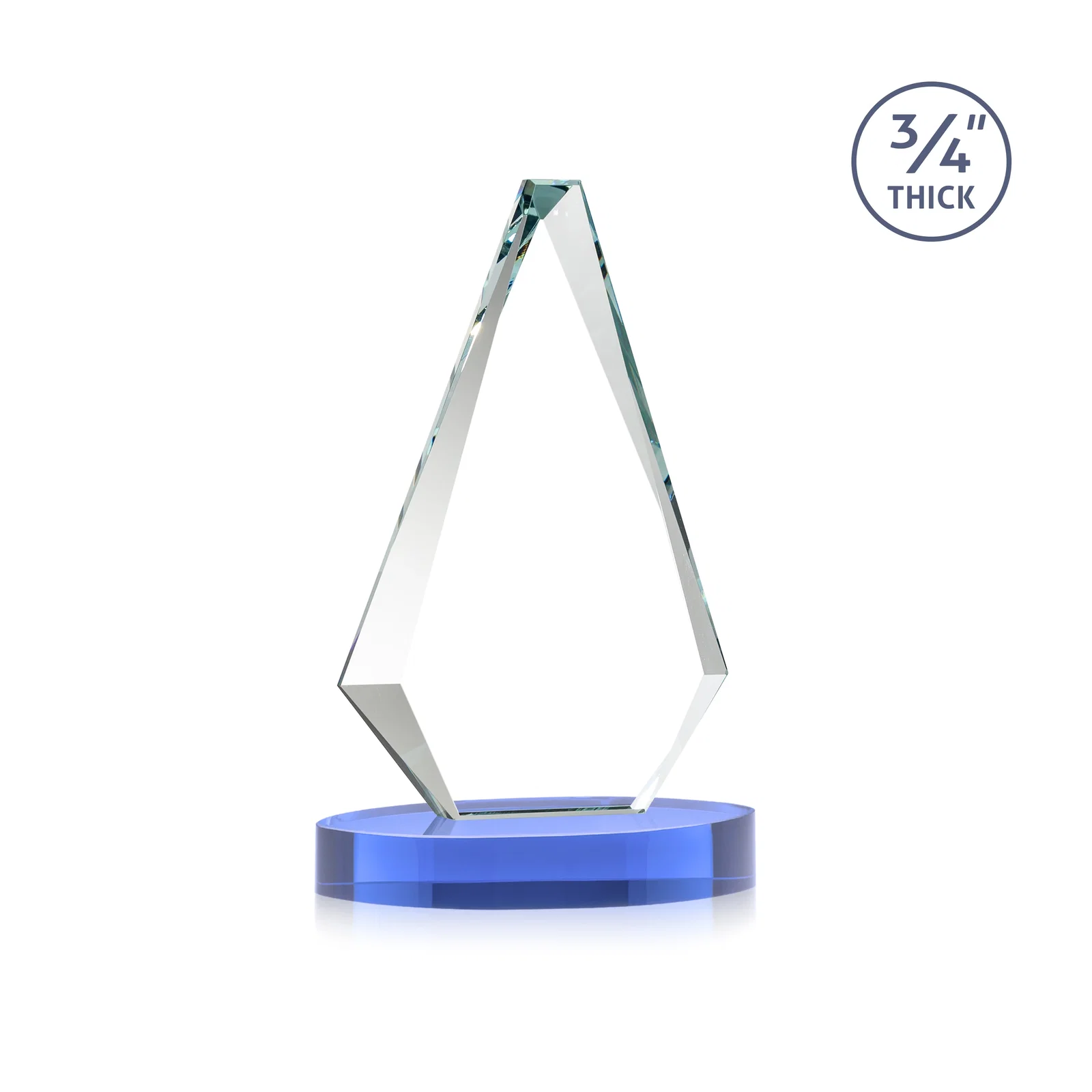 Promotional Starfire Crystal Diamond Award, 3/4 Inch Thick on Alberton Base, with your logo for team milestone celebrations