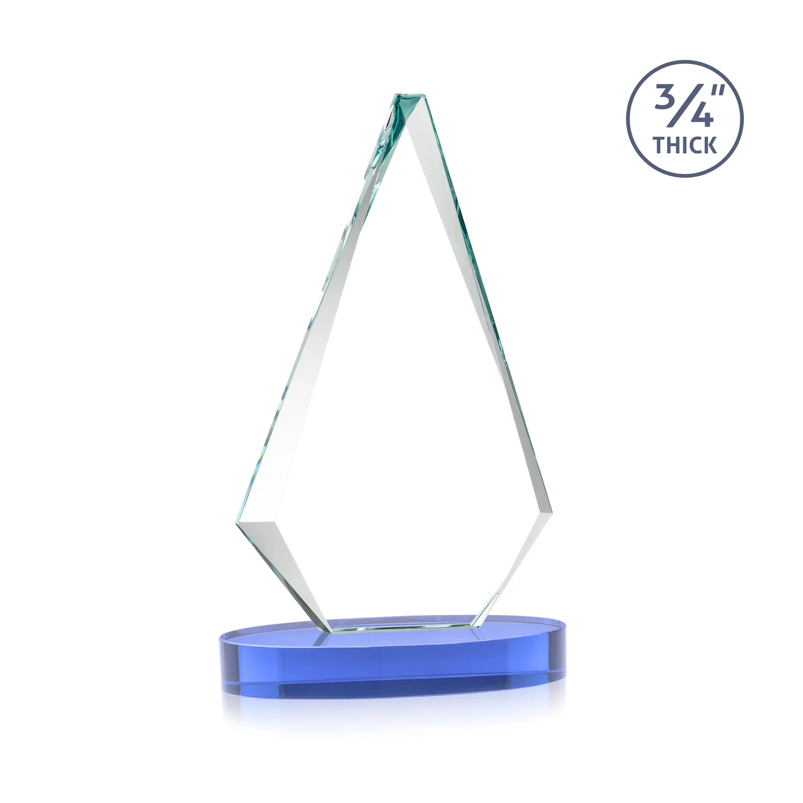 Promotional Starfire Crystal Diamond Award, 3/4 Inch Thick on Alberton Base, with your logo for donor appreciation