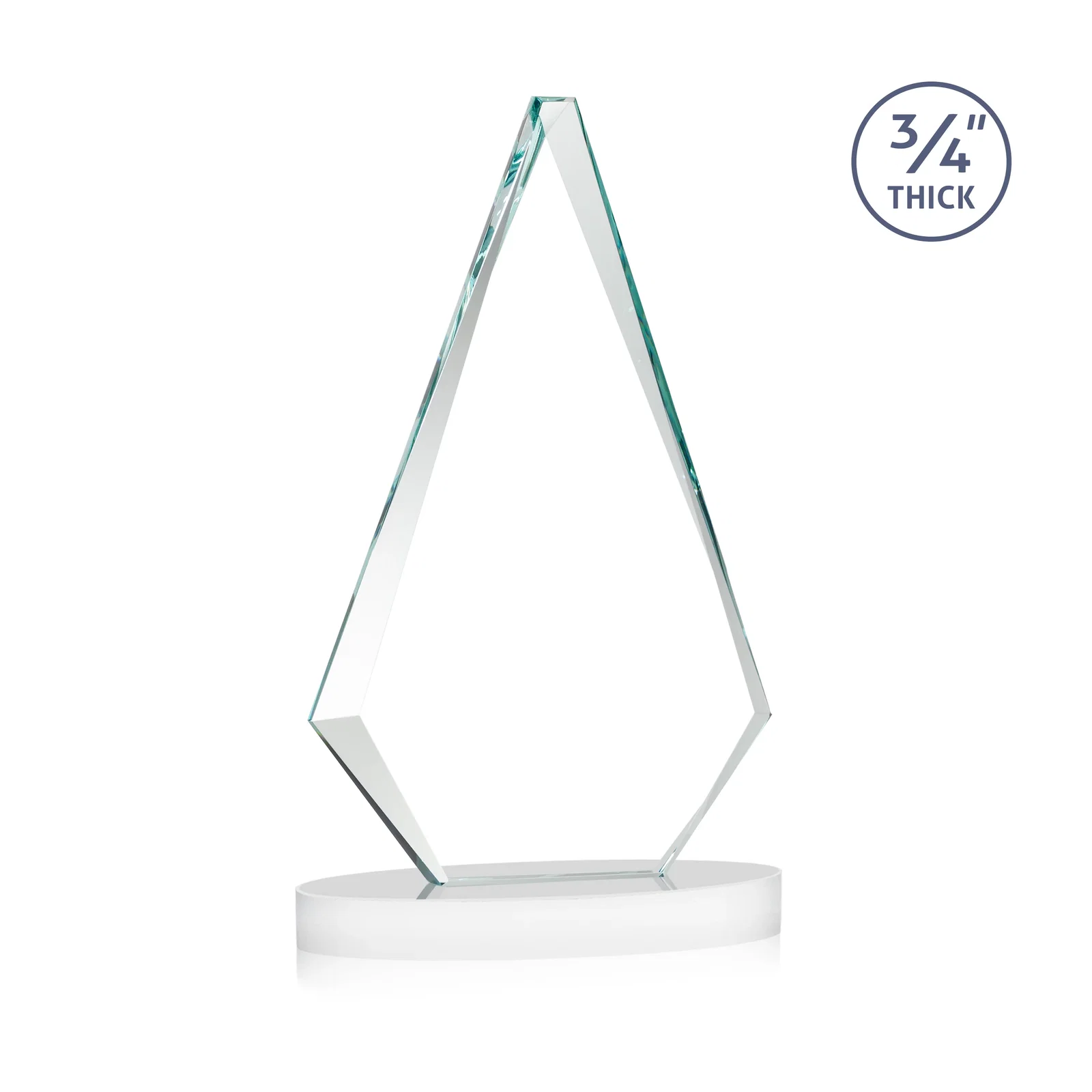 Promotional Starfire Crystal Diamond Award, 3/4 Inch Thick on Alberton Base, with your logo for company anniversary events