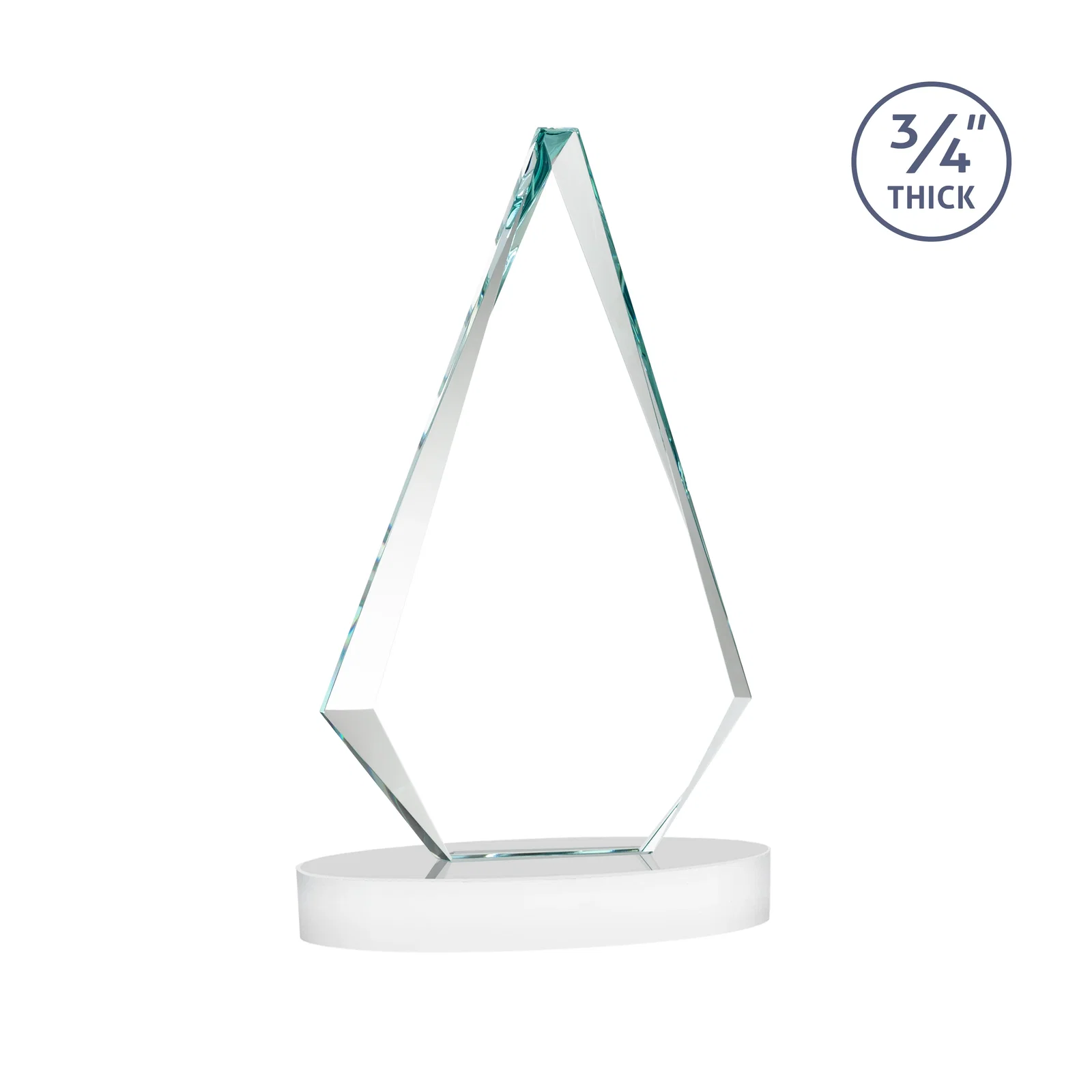 Branded Starfire Crystal Diamond Award, 3/4 Inch Thick on Alberton Base, with your logo for corporate award ceremonies