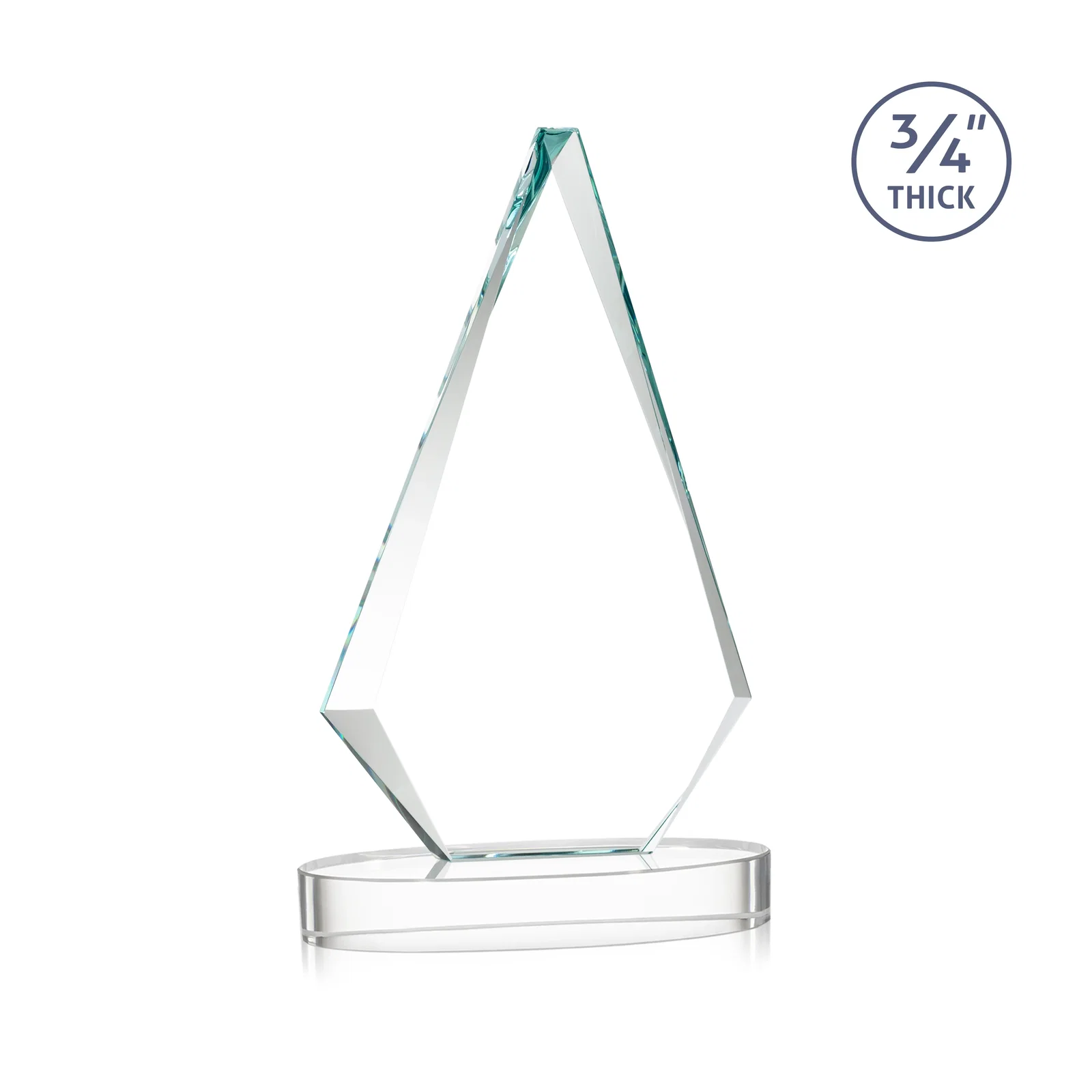 Custom Starfire Crystal Diamond Award, 3/4 Inch Thick on Alberton Base, with your logo for sales achievement awards