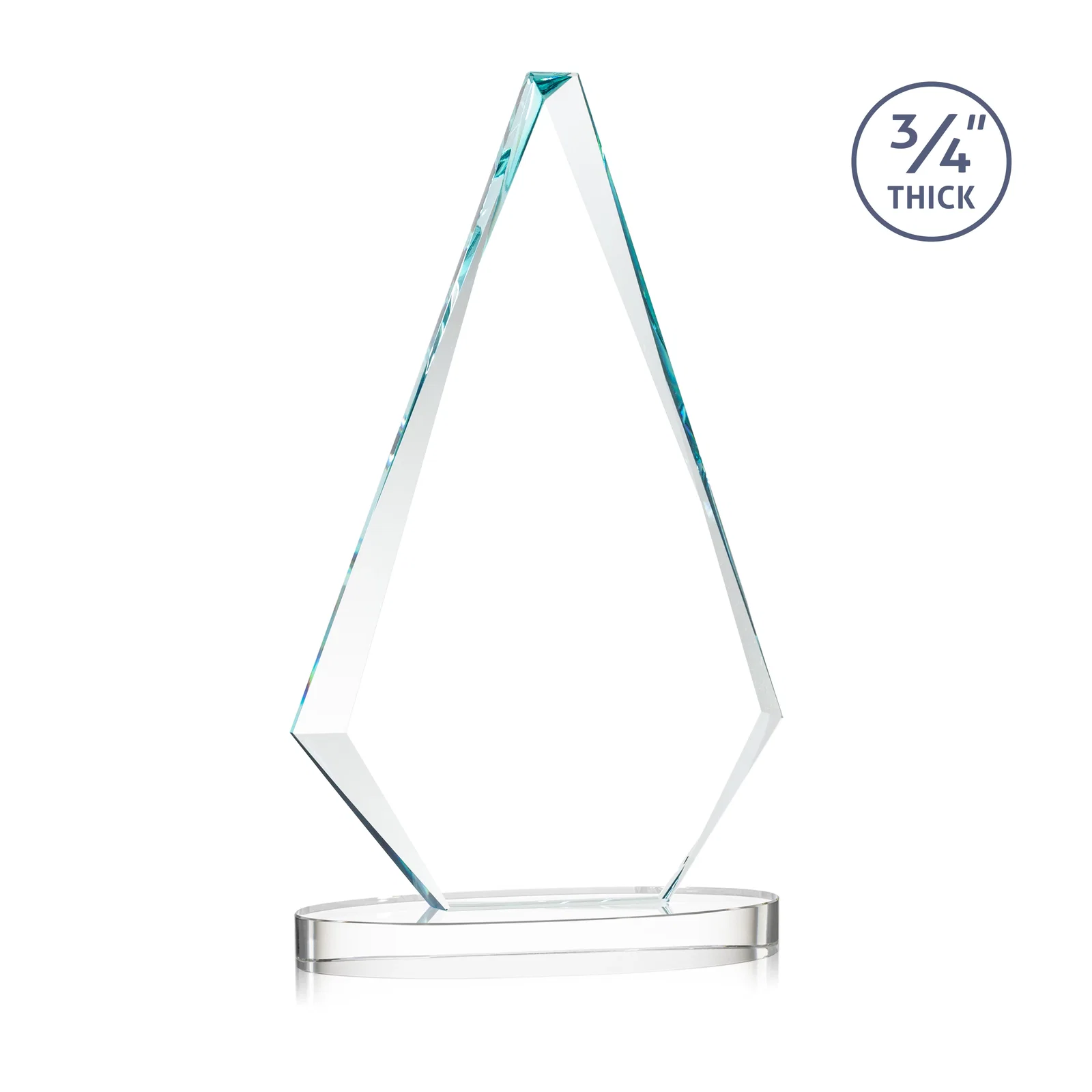 Custom Starfire Crystal Diamond Award, 3/4 Inch Thick on Alberton Base, with your logo for team milestone celebrations
