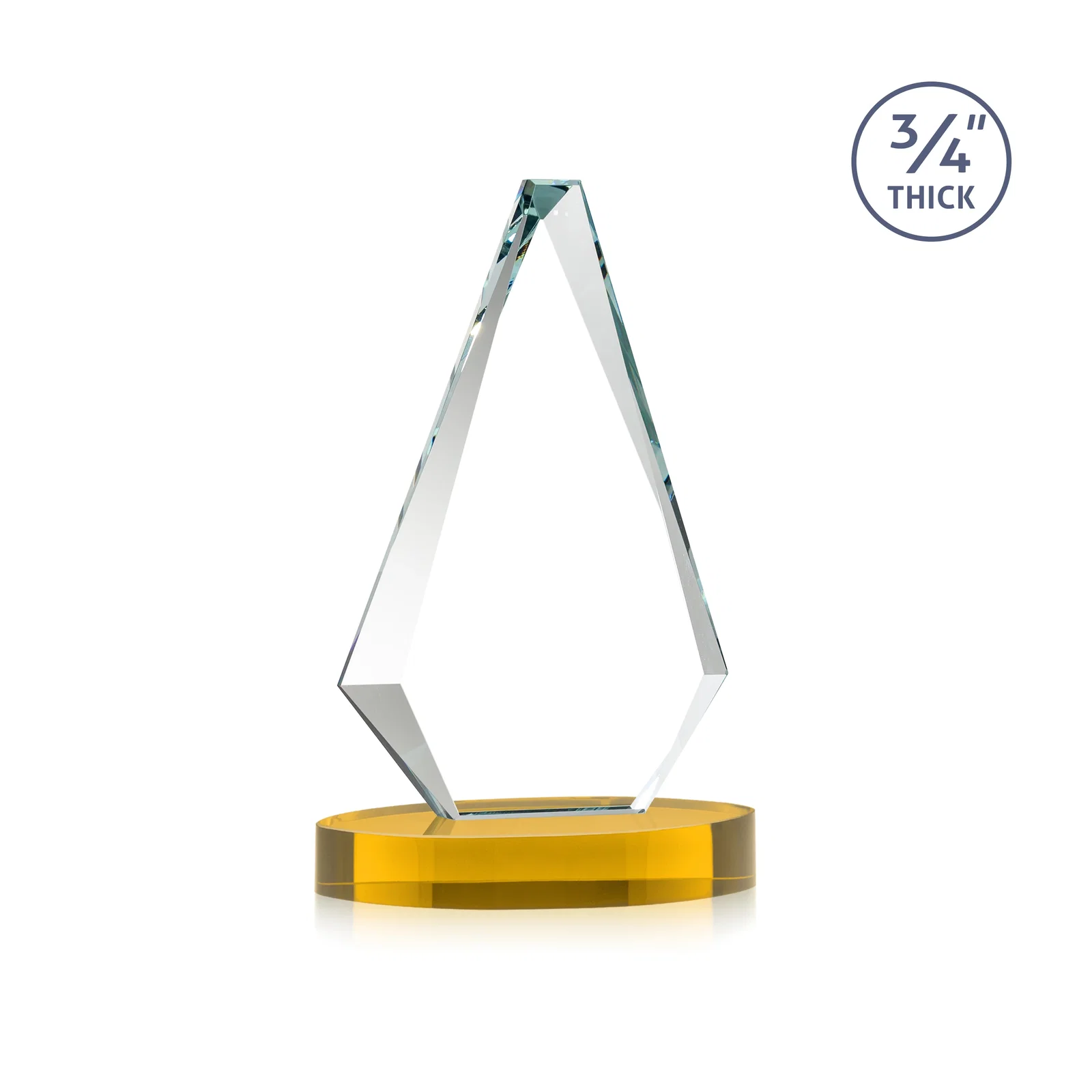 Custom Starfire Crystal Diamond Award, 3/4 Inch Thick on Alberton Base, with your logo for donor appreciation