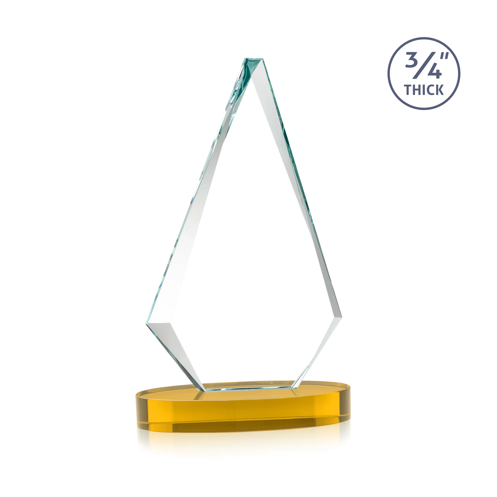 Custom Starfire Crystal Diamond Award, 3/4 Inch Thick on Alberton Base, with your logo for graduation ceremonies