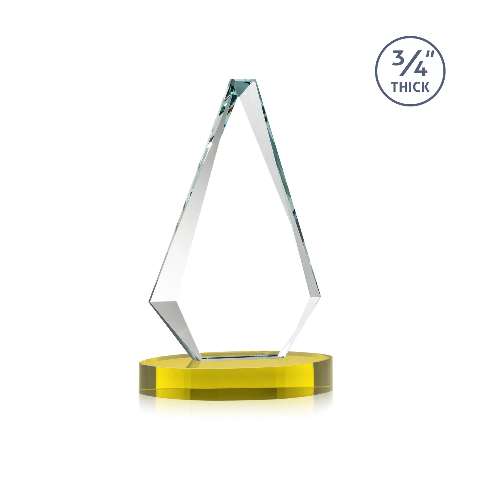 Custom Starfire Crystal Diamond Award, 3/4 Inch Thick on Alberton Base, with your logo for dealer and partner awards