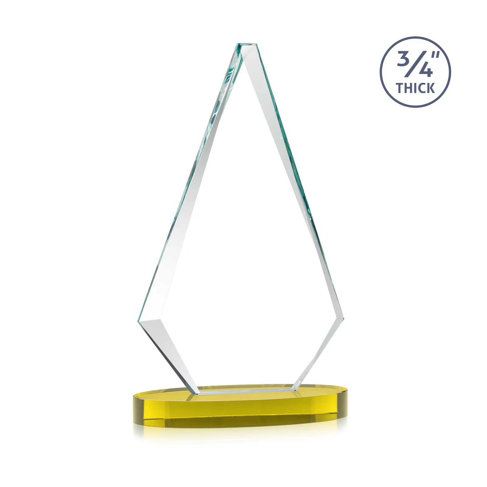 Personalized Starfire Crystal Diamond Award, 3/4 Inch Thick on Alberton Base, with your logo for employee recognition