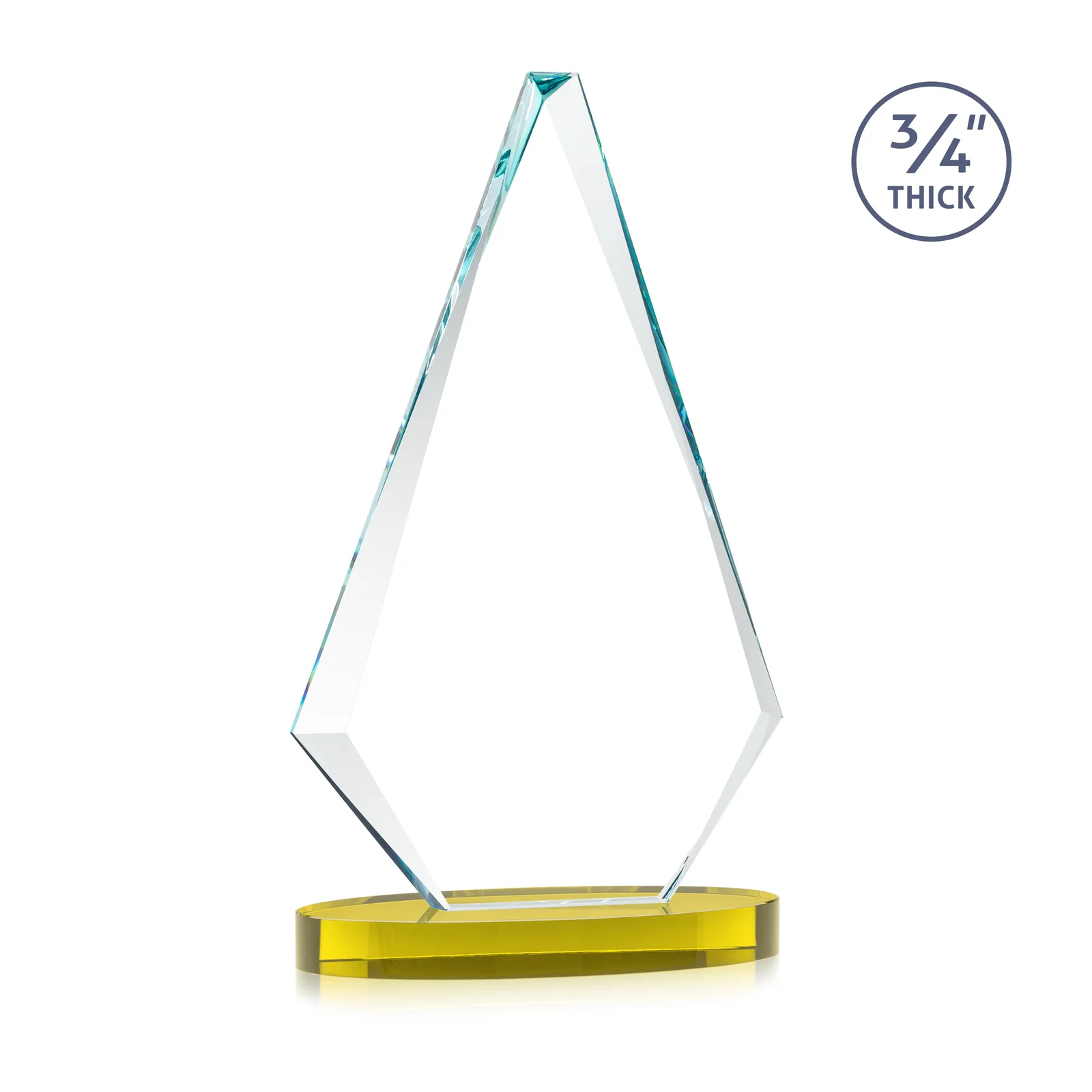 Personalized Starfire Crystal Diamond Award, 3/4 Inch Thick on Alberton Base, with your logo for corporate award ceremonies