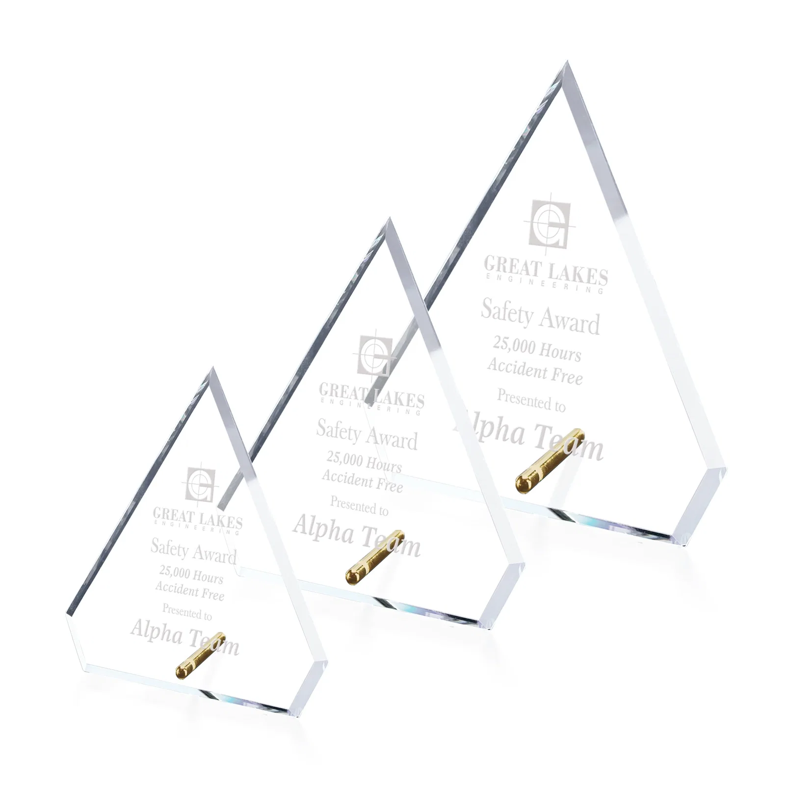 Custom Starfire Crystal Diamond Award with Support Pin for employee recognition