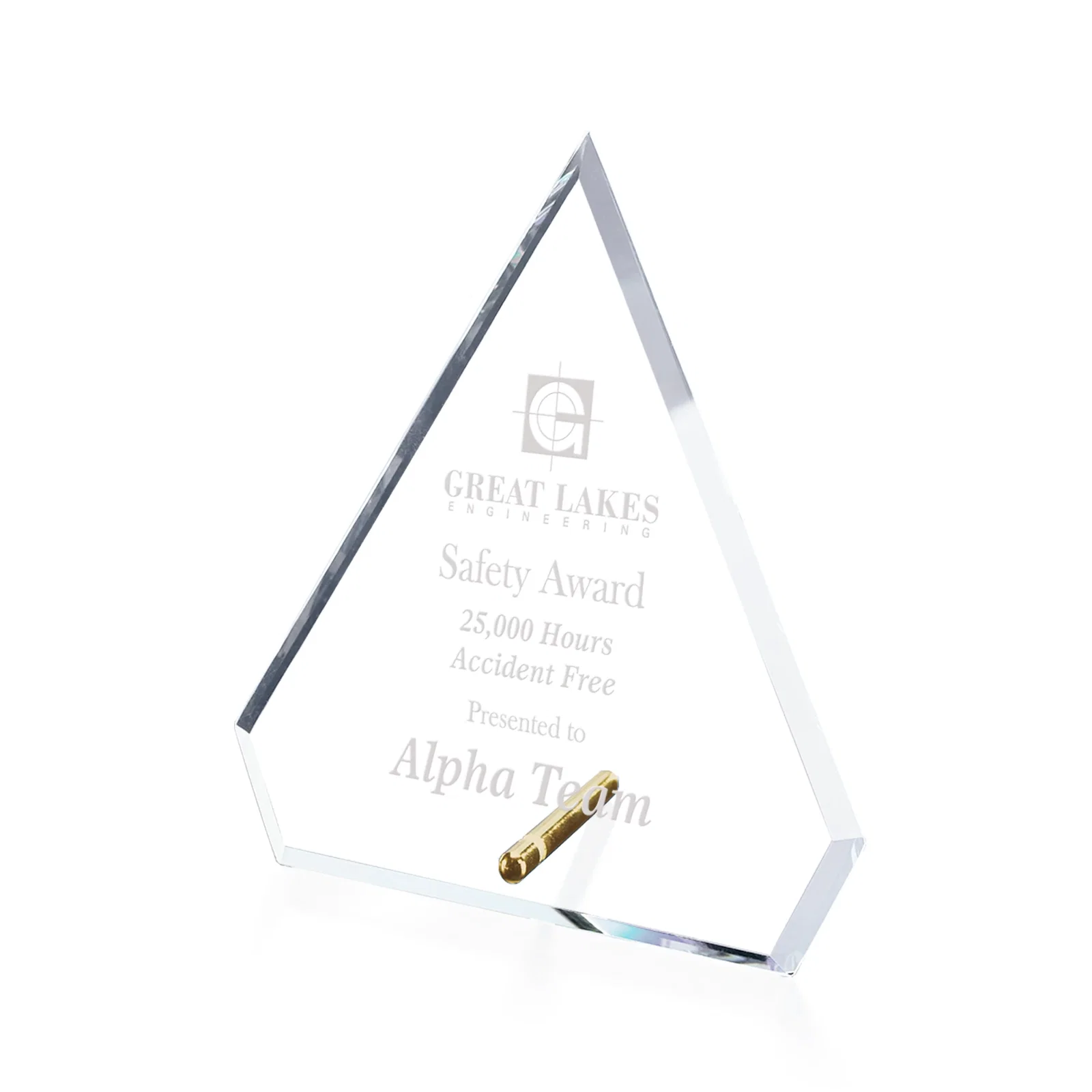 Custom Starfire Crystal Diamond Award with Support Pin for corporate award ceremonies