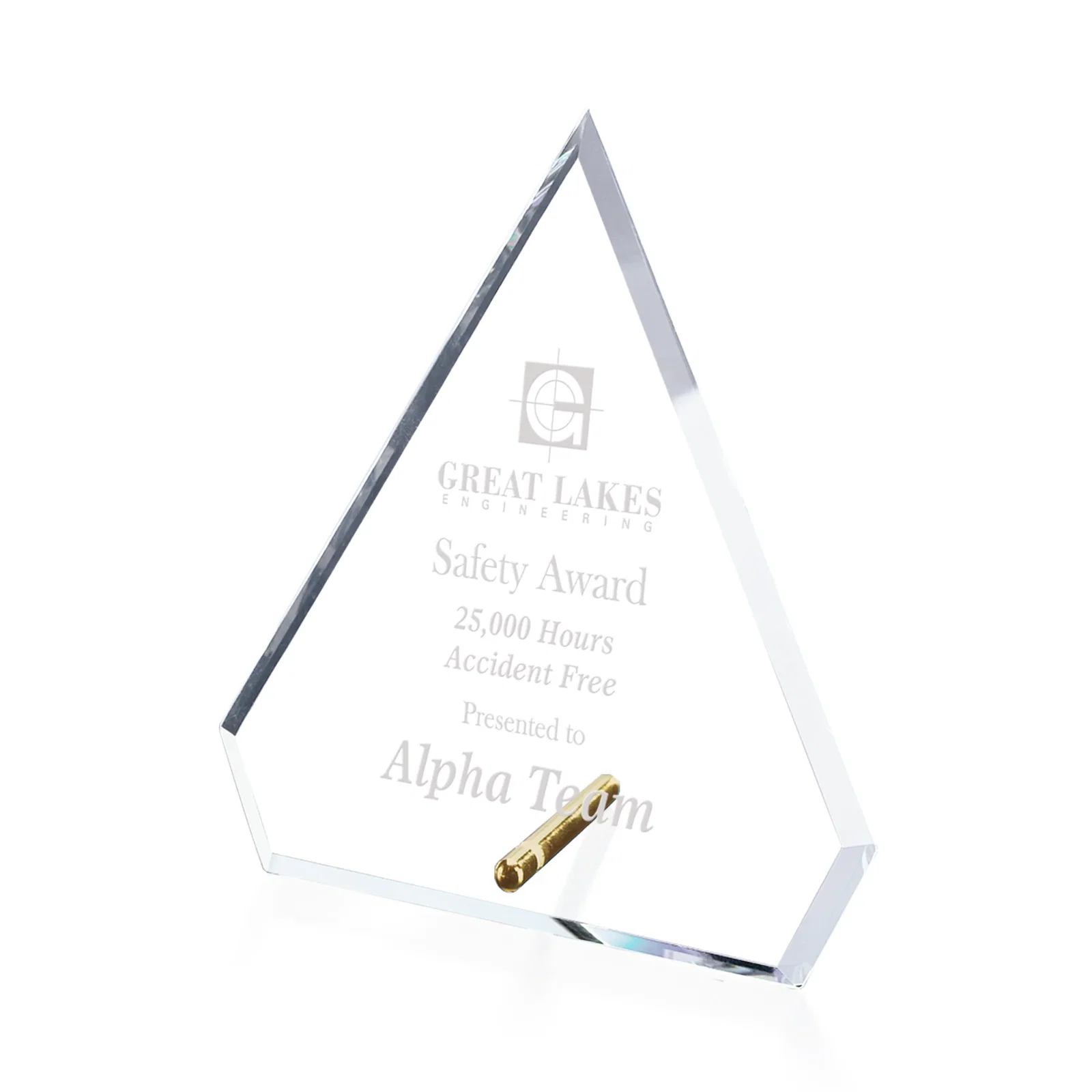Custom Starfire Crystal Diamond Award with Support Pin for service anniversary gifts