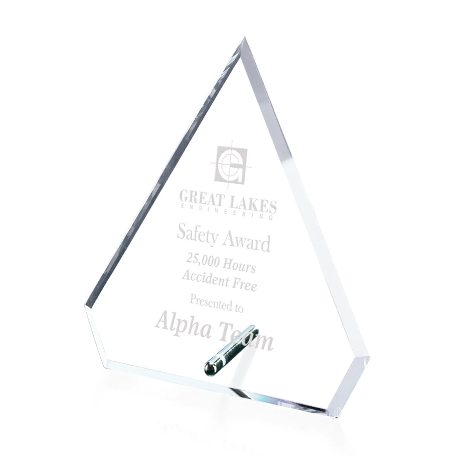 Custom Starfire Crystal Diamond Award with Support Pin for graduation ceremonies