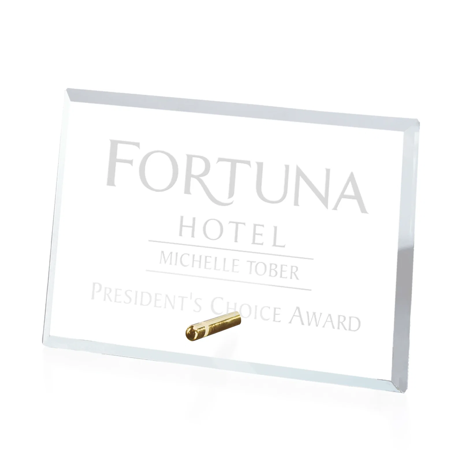 Custom Starfire Crystal Horizontal Rectangle Award with Support Pin, awards for service anniversary gifts
