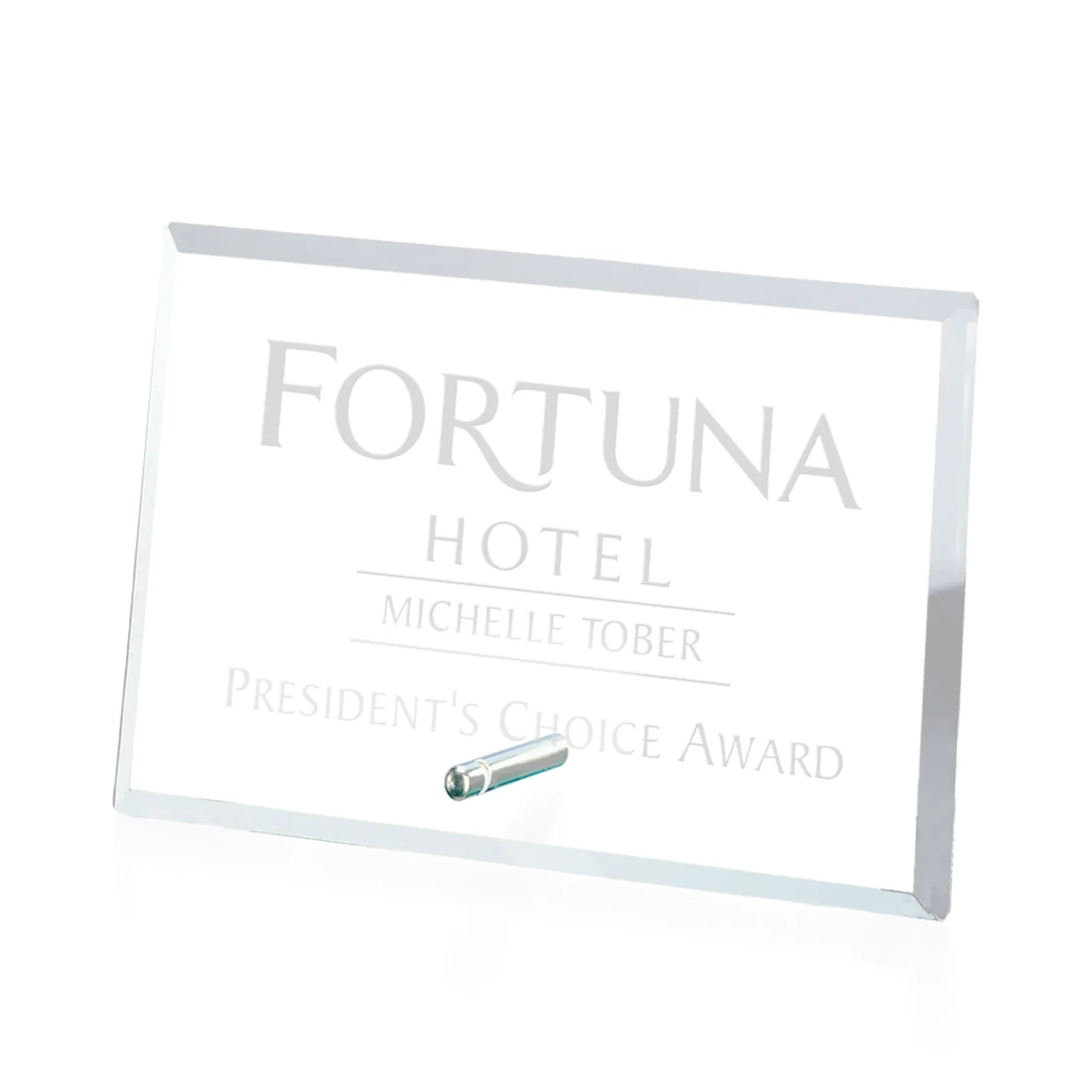 Custom Starfire Crystal Horizontal Rectangle Award with Support Pin, awards for team milestone celebrations