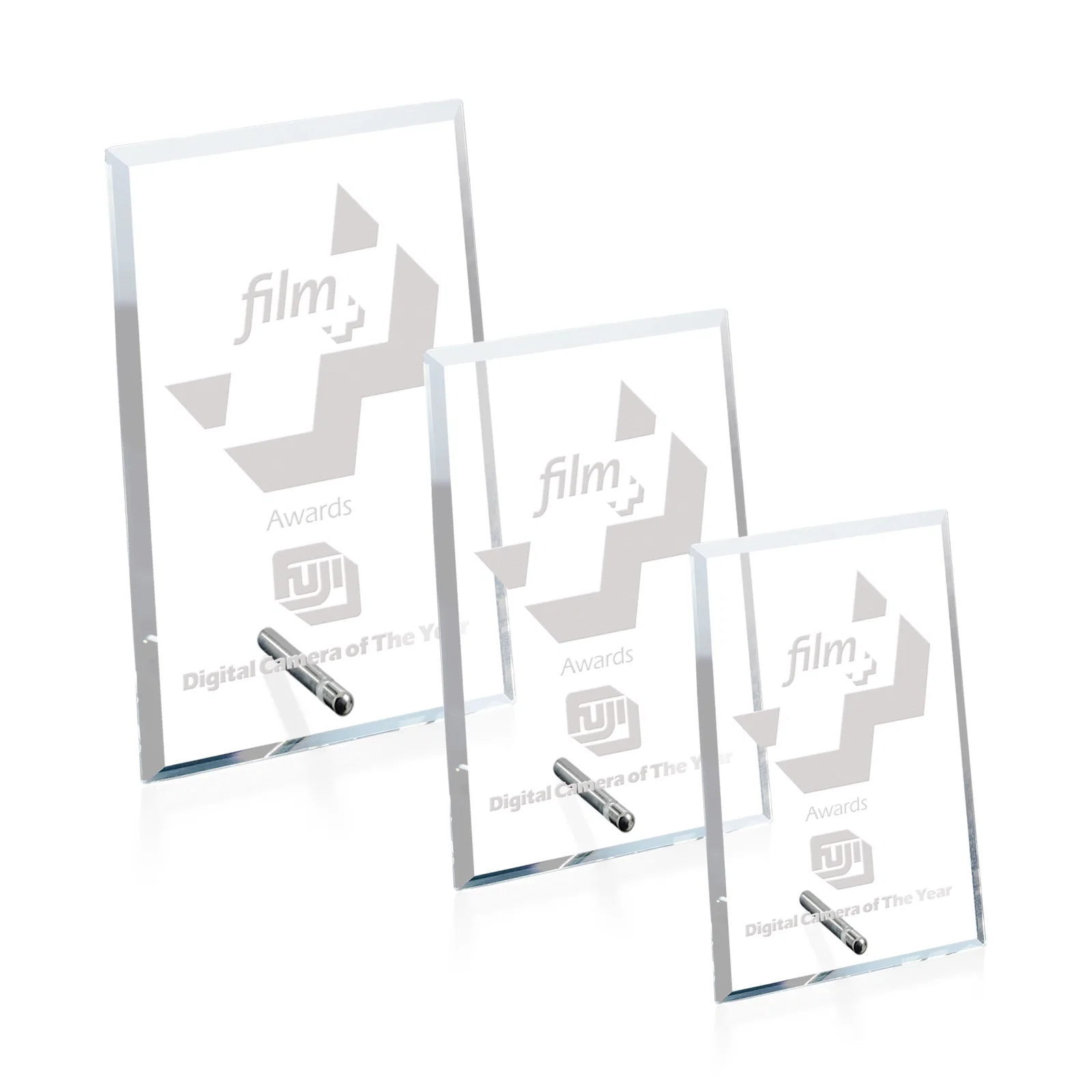 Custom Starfire Crystal Vertical Rectangle Award with Support Pin, awards for retirement presentations