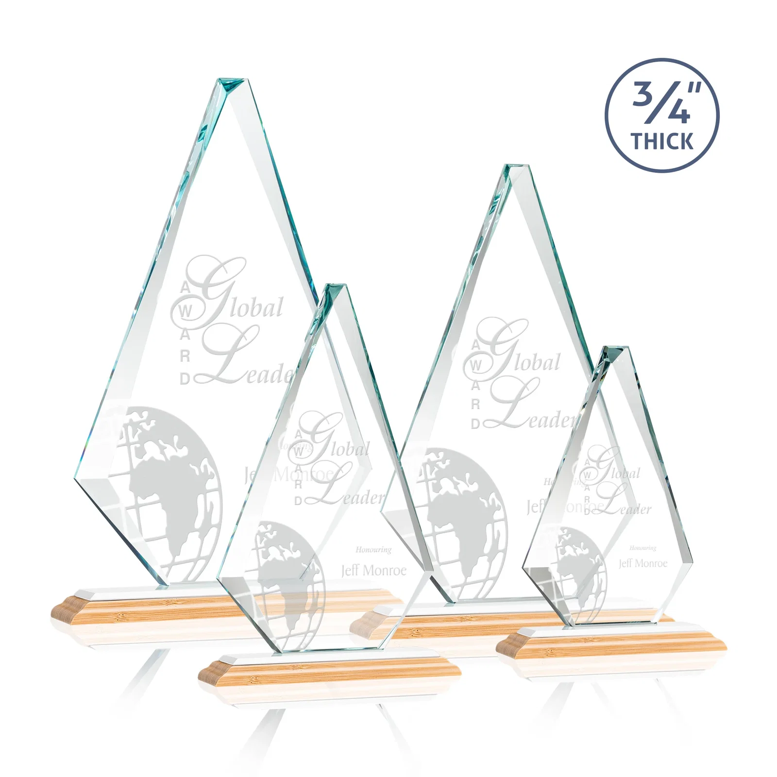 Personalized Starfire Crystal Diamond Award With Etch and VividPrint Accent, with your logo for service anniversary gifts