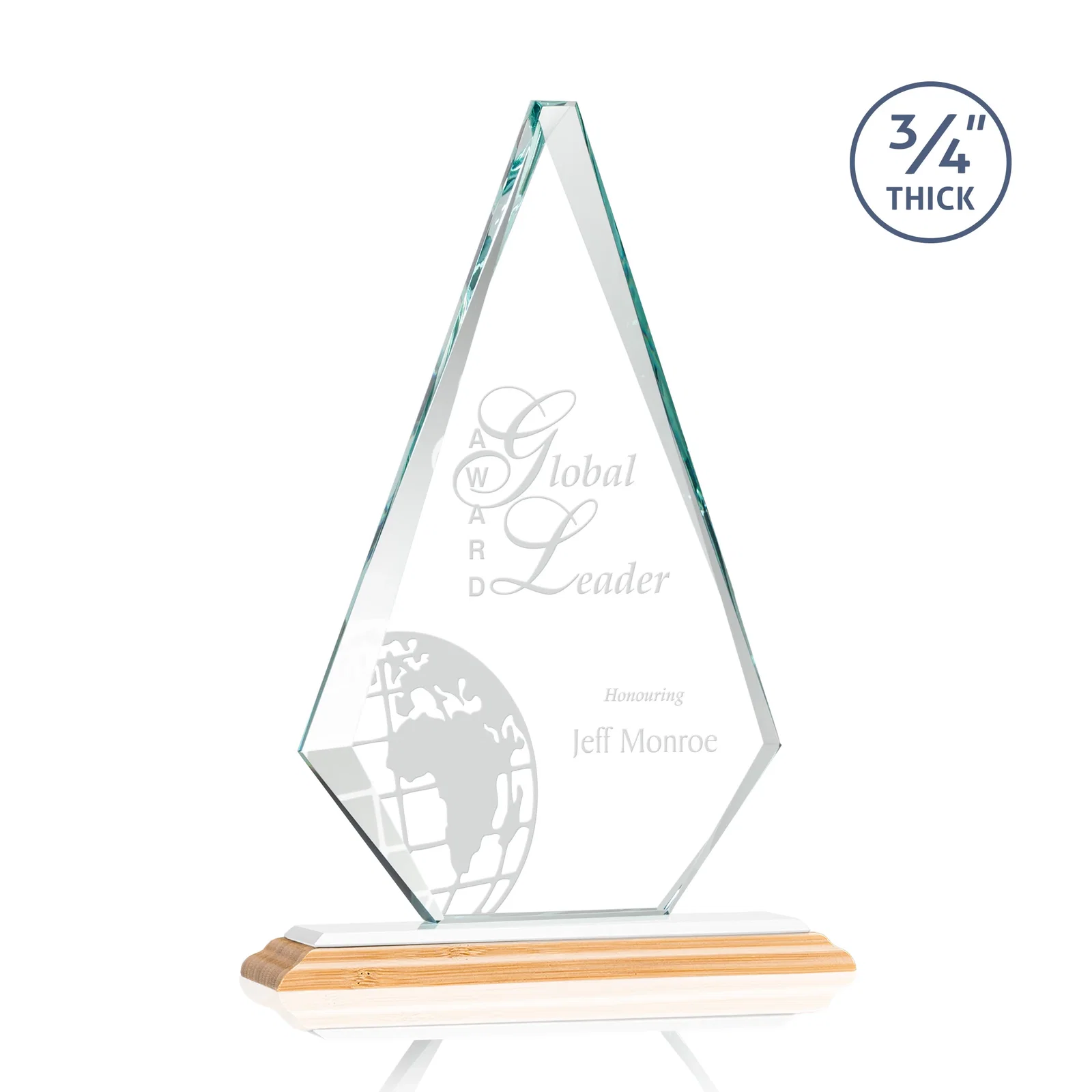 Personalized Starfire Crystal Diamond Award With Etch and VividPrint Accent, with your logo for team milestone celebrations