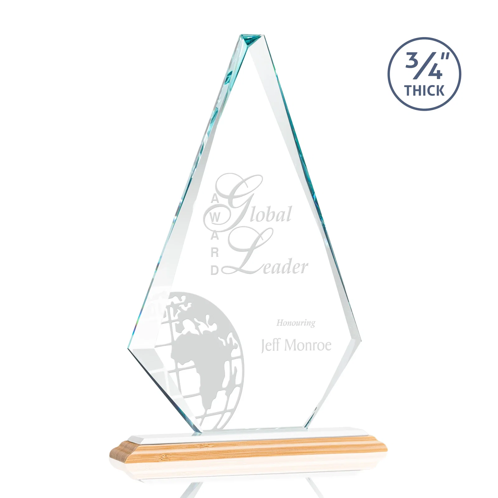 Personalized Starfire Crystal Diamond Award With Etch and VividPrint Accent, with your logo for donor appreciation