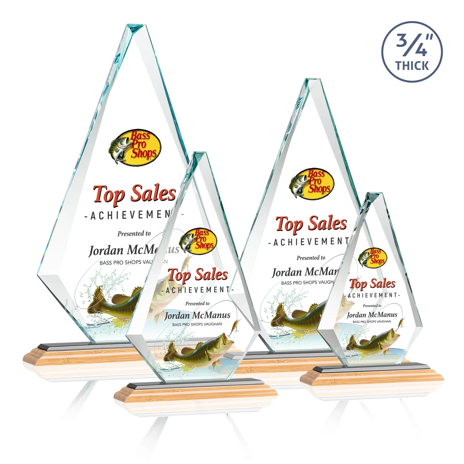 Personalized Starfire Crystal Diamond Award With Etch and VividPrint Accent, with your logo for graduation ceremonies