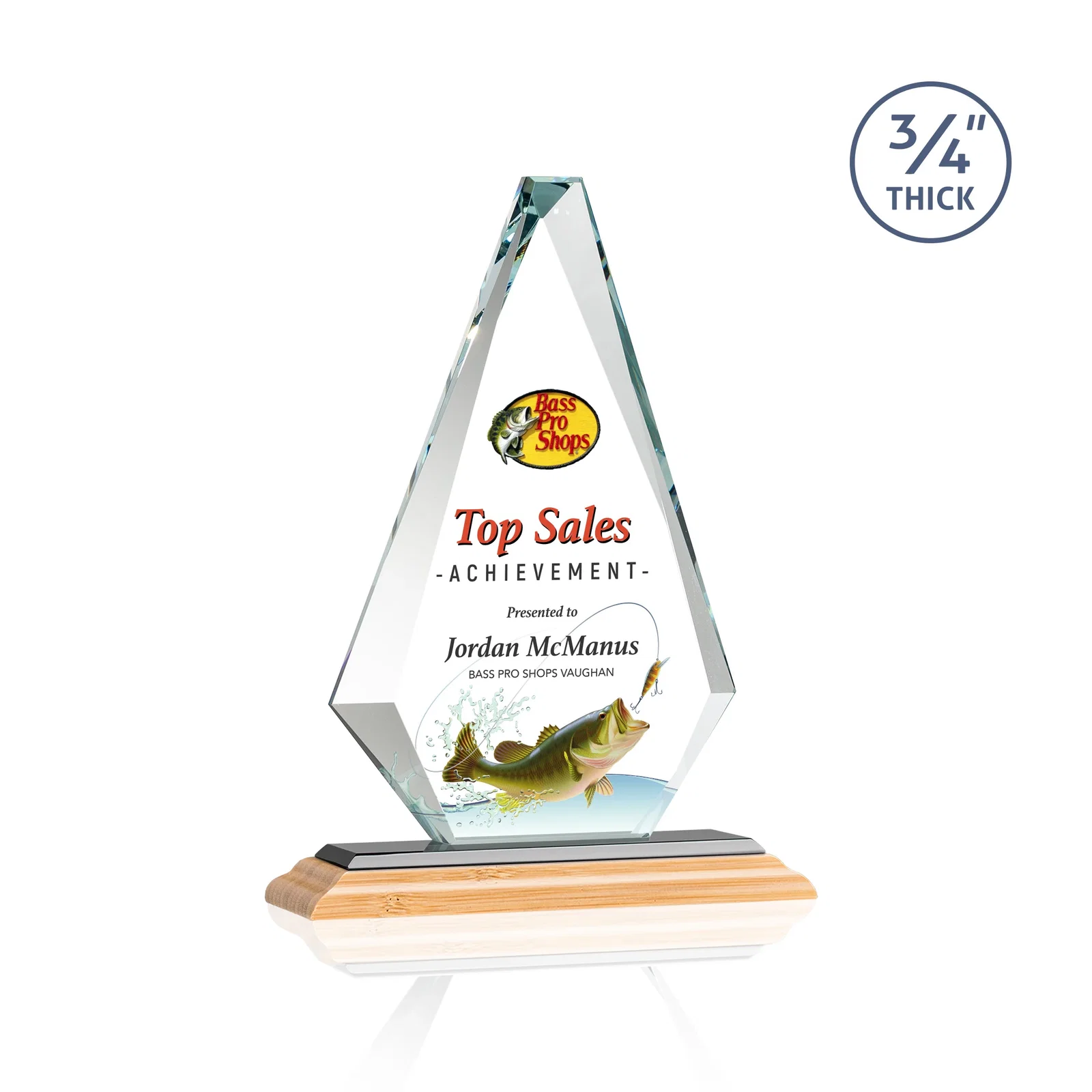 Personalized Starfire Crystal Diamond Award With Etch and VividPrint Accent, with your logo for safety achievement programs