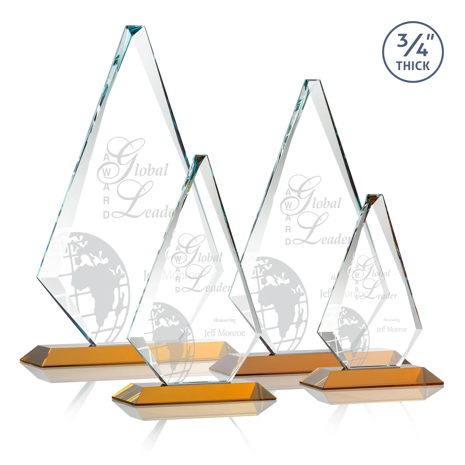 Custom Starfire Crystal Diamond Award With Etch and VividPrint Accent for safety achievement programs