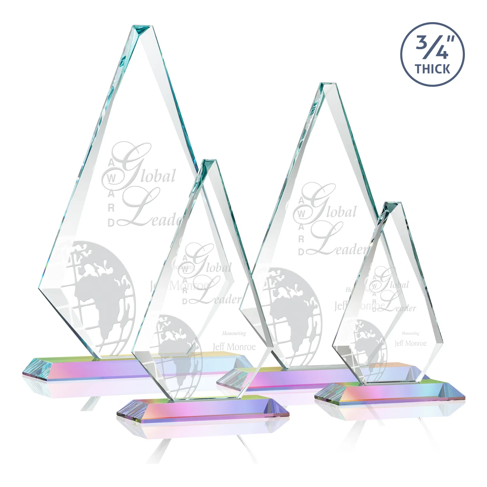 Promotional Starfire Crystal Diamond Award With Etch and VividPrint Accent, with your logo for team milestone celebrations